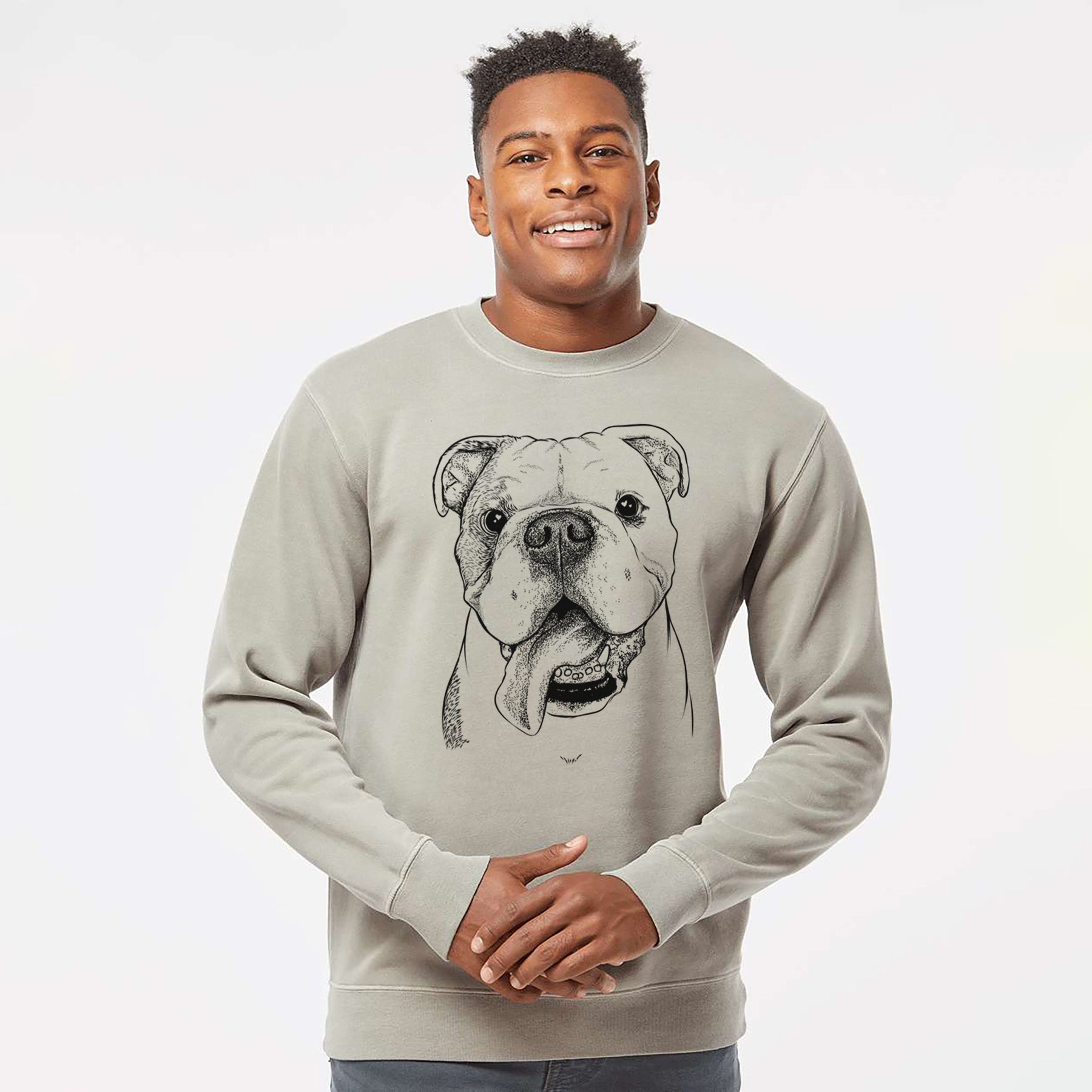 Bare Hank the English Bulldog - Unisex Pigment Dyed Crew Sweatshirt