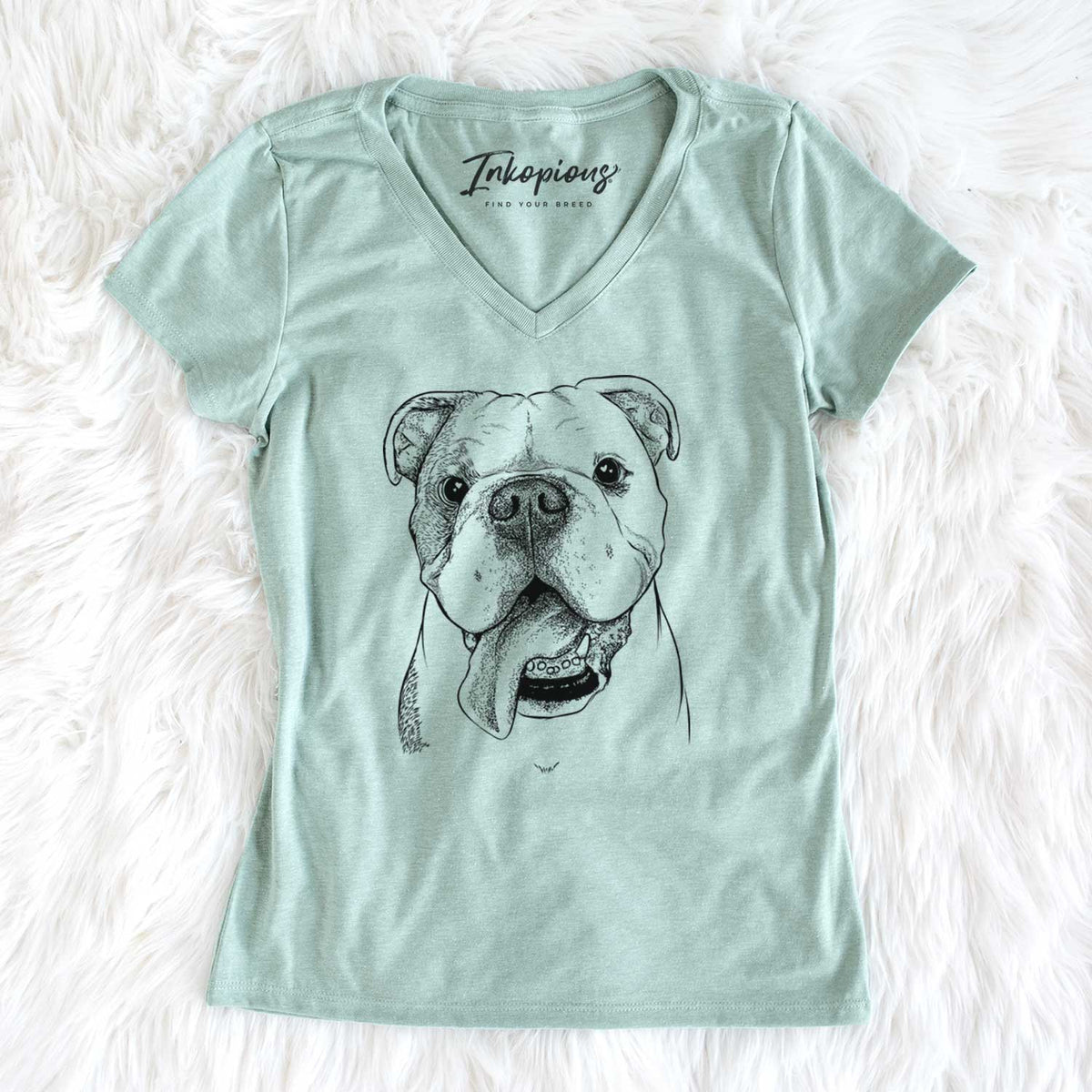 Bare Hank the English Bulldog - Women&#39;s V-neck Shirt