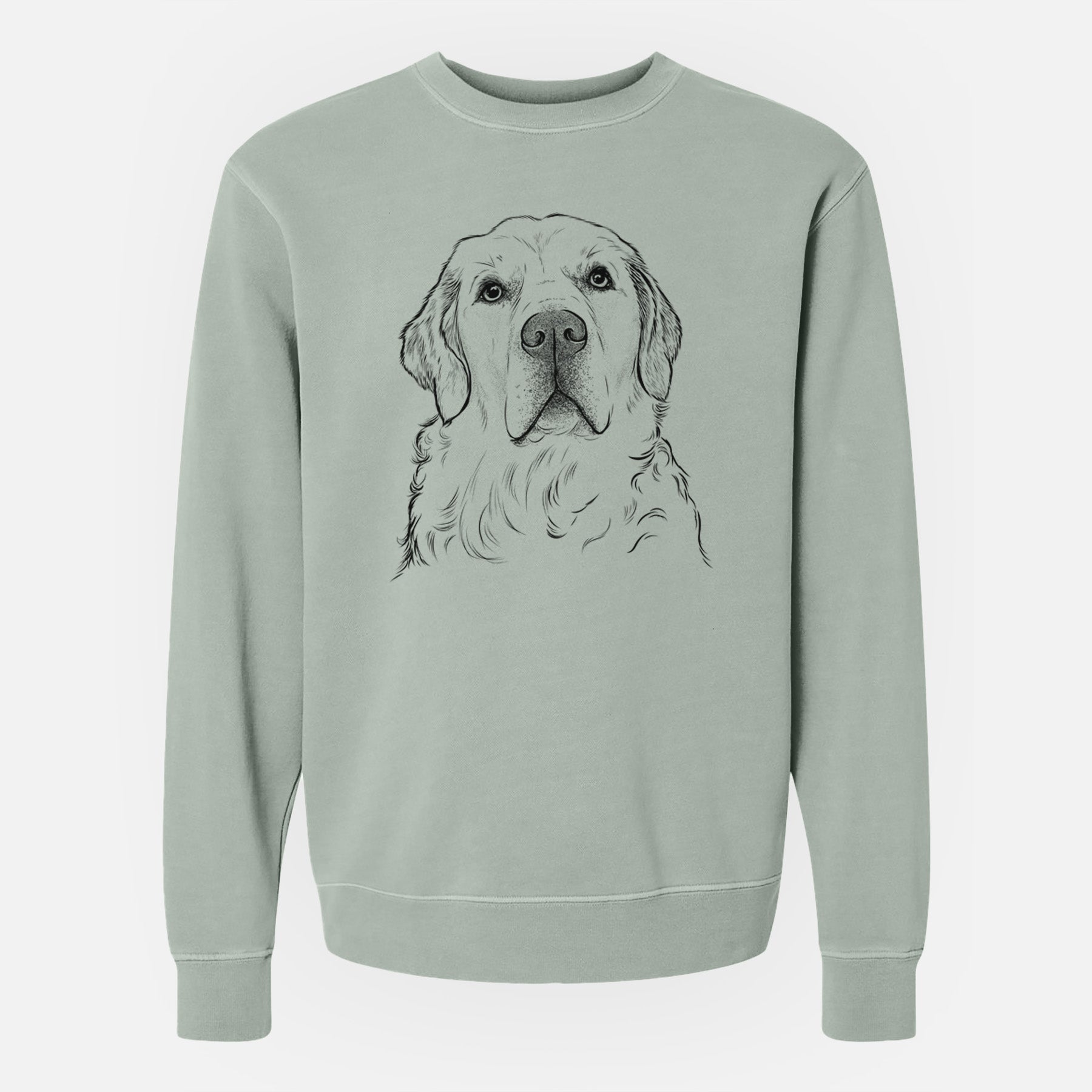 Bare Hank the Irish Cream Golden Retriever - Unisex Pigment Dyed Crew Sweatshirt