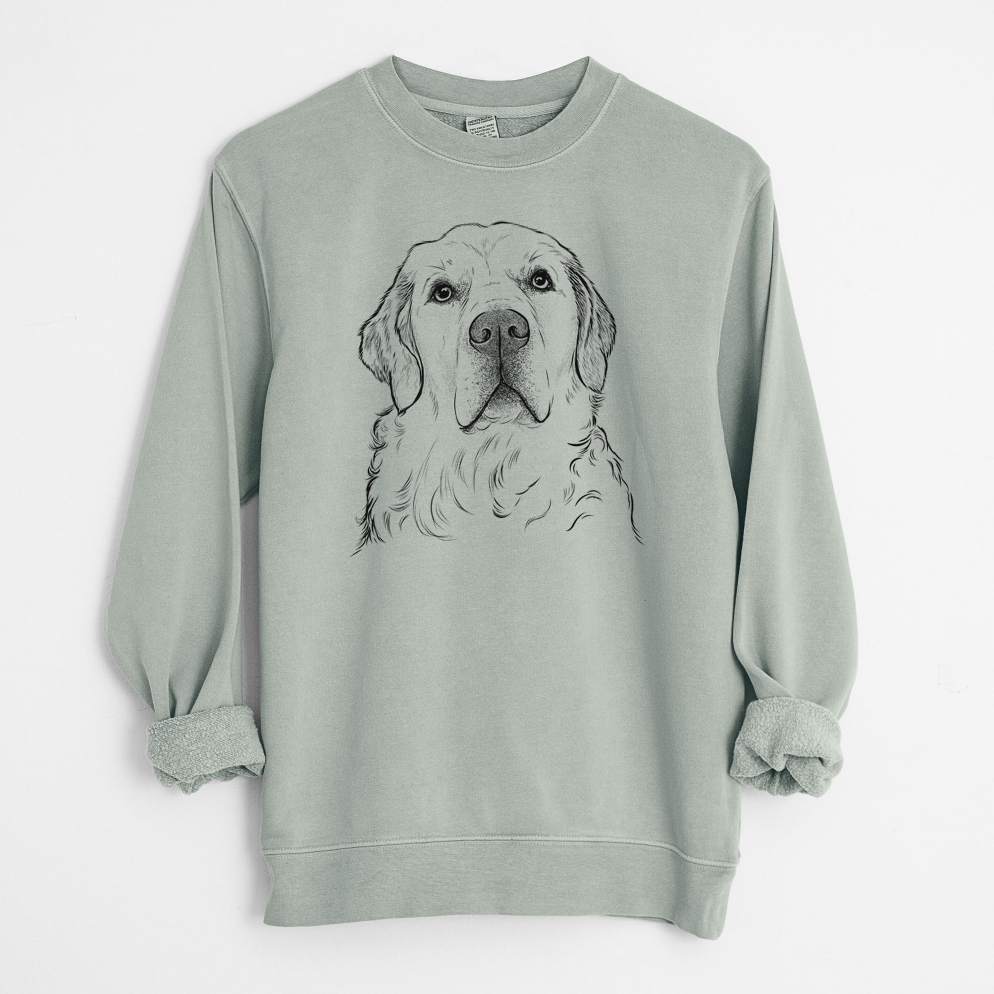 Bare Hank the Irish Cream Golden Retriever - Unisex Pigment Dyed Crew Sweatshirt