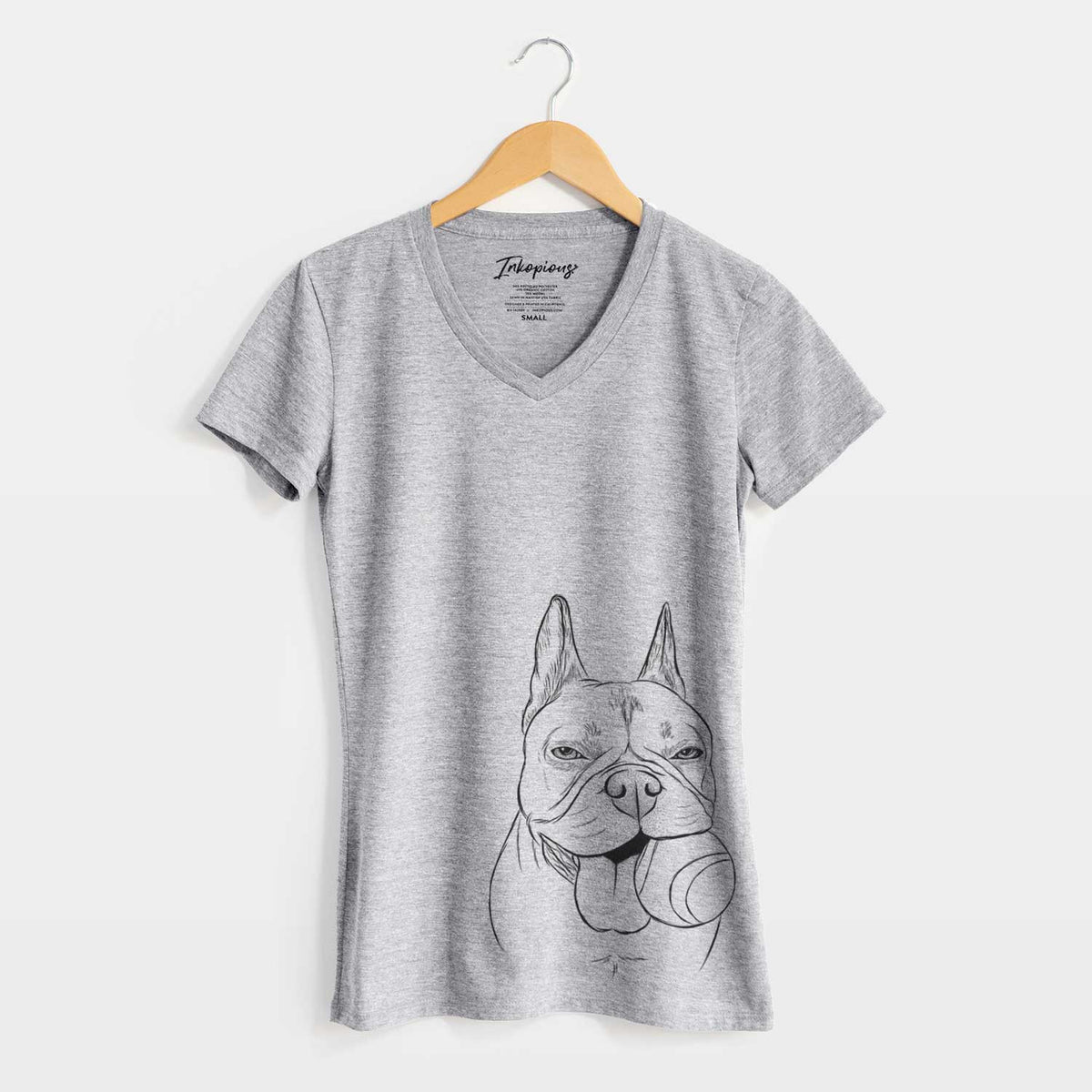 Bare Happy Franco the French Bulldog - Women's V-neck Shirt