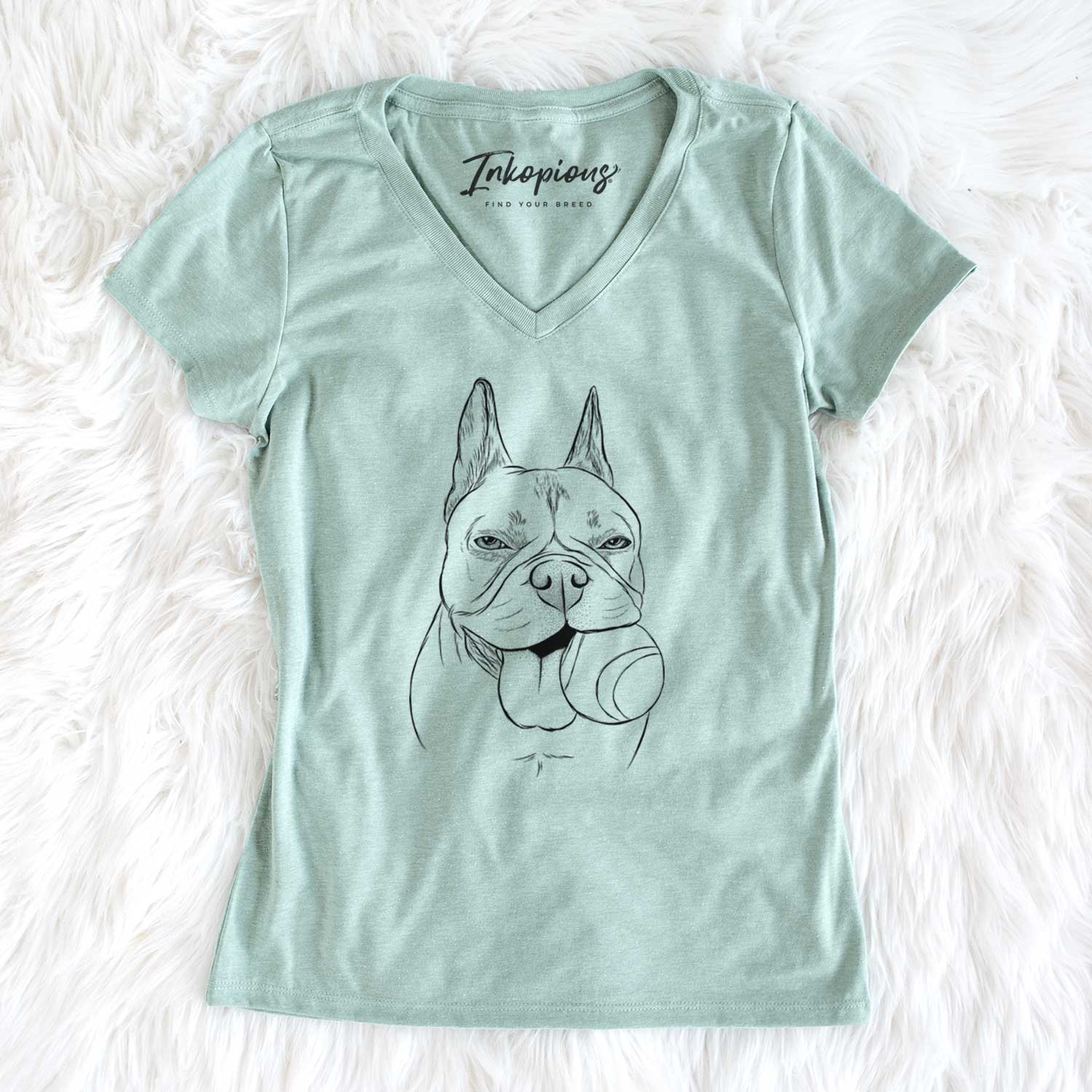 Bare Happy Franco the French Bulldog - Women's V-neck Shirt