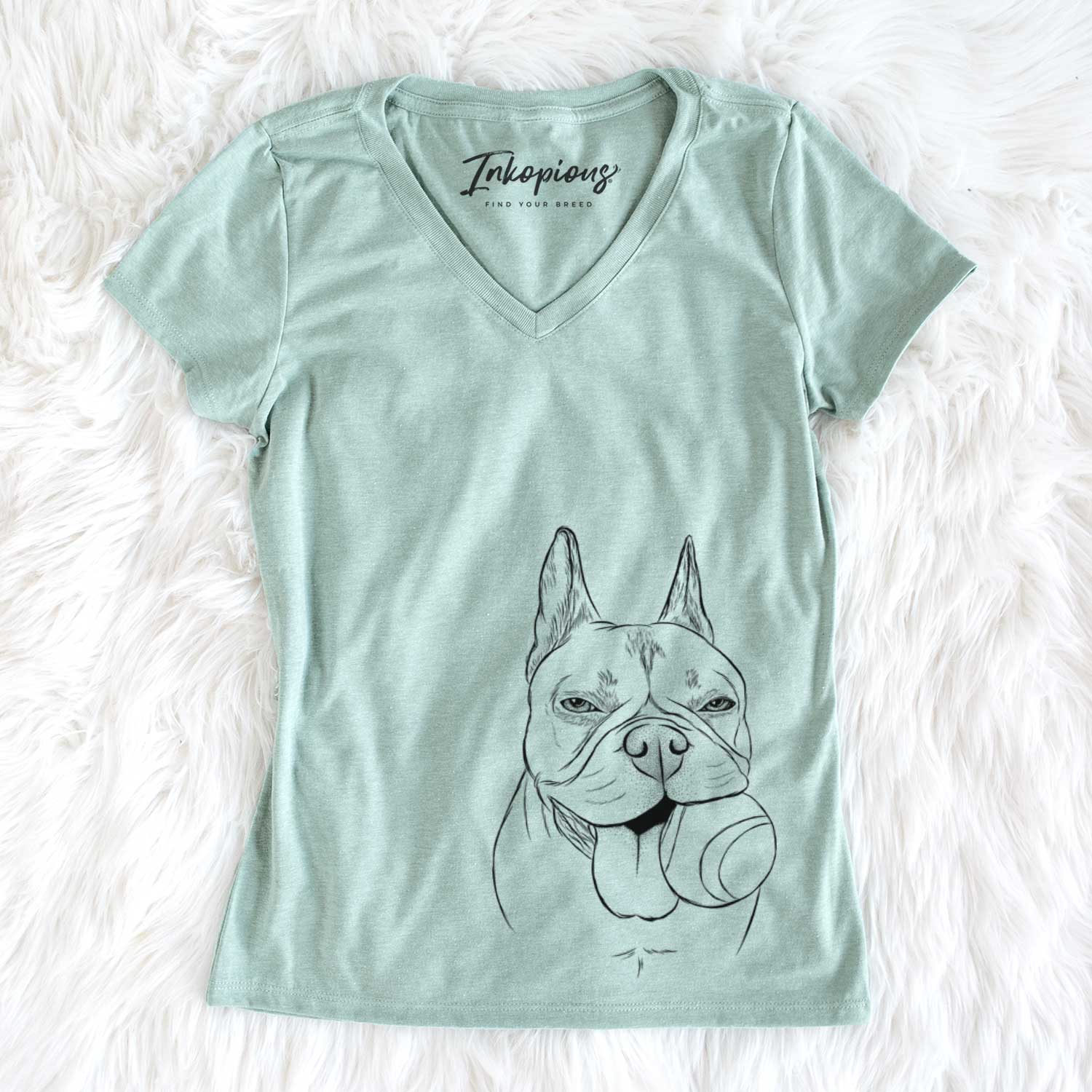 Bare Happy Franco the French Bulldog - Women's V-neck Shirt