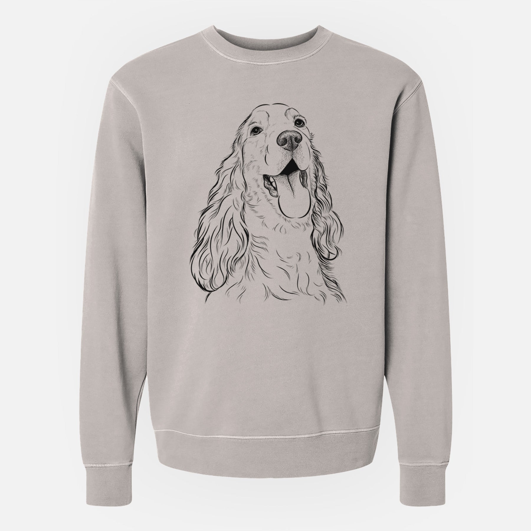 Bare Happy Henry the English Cocker Spaniel - Unisex Pigment Dyed Crew Sweatshirt