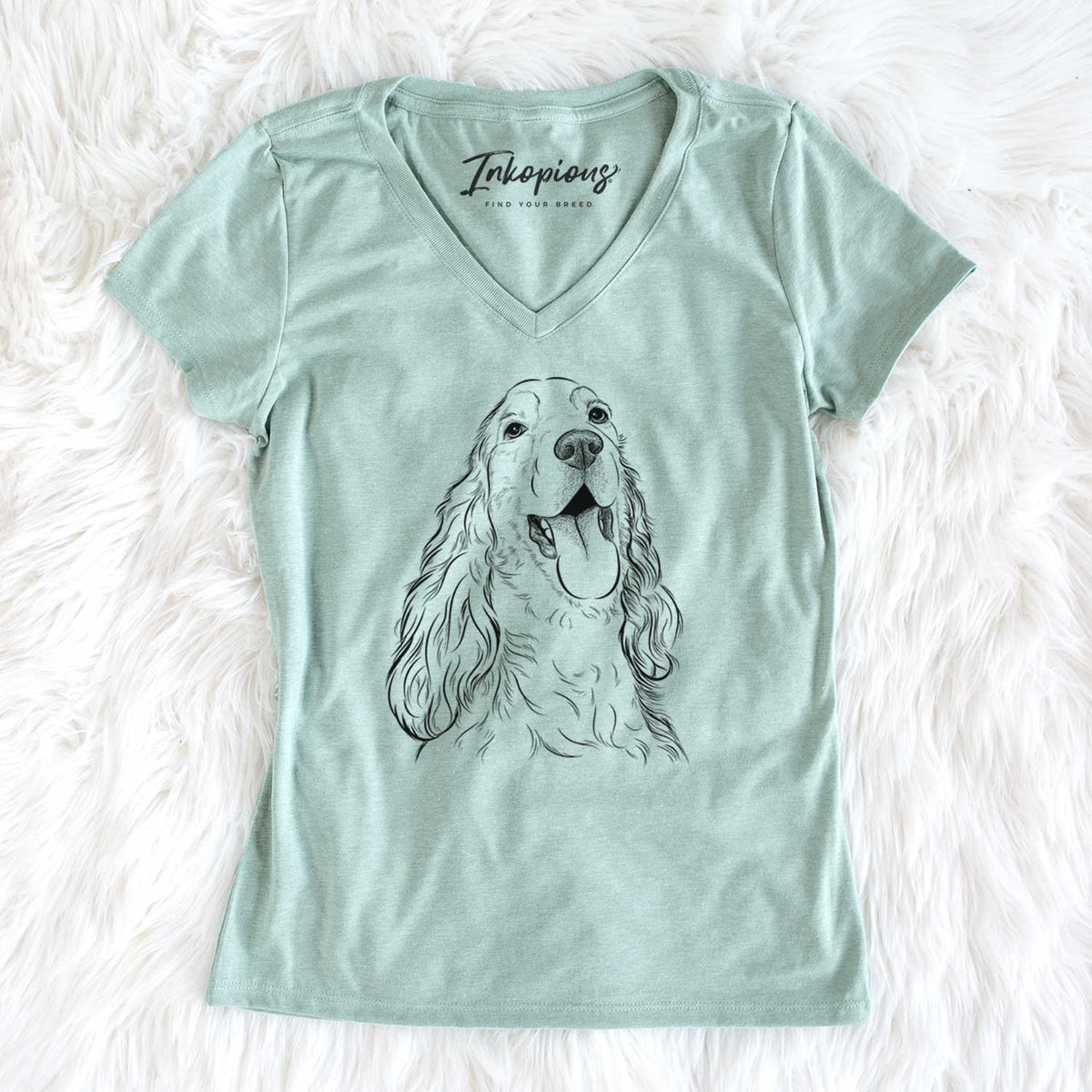 Bare Happy Henry the English Cocker Spaniel - Women&#39;s V-neck Shirt