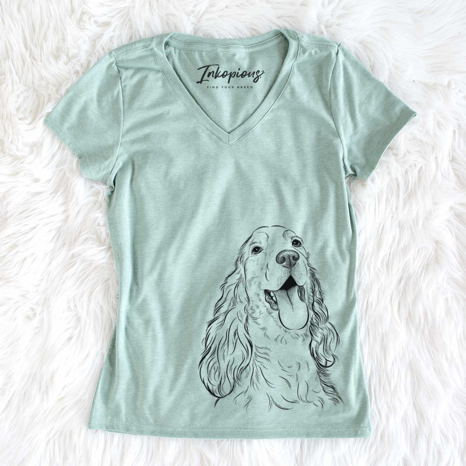 Bare Happy Henry the English Cocker Spaniel - Women's V-neck Shirt