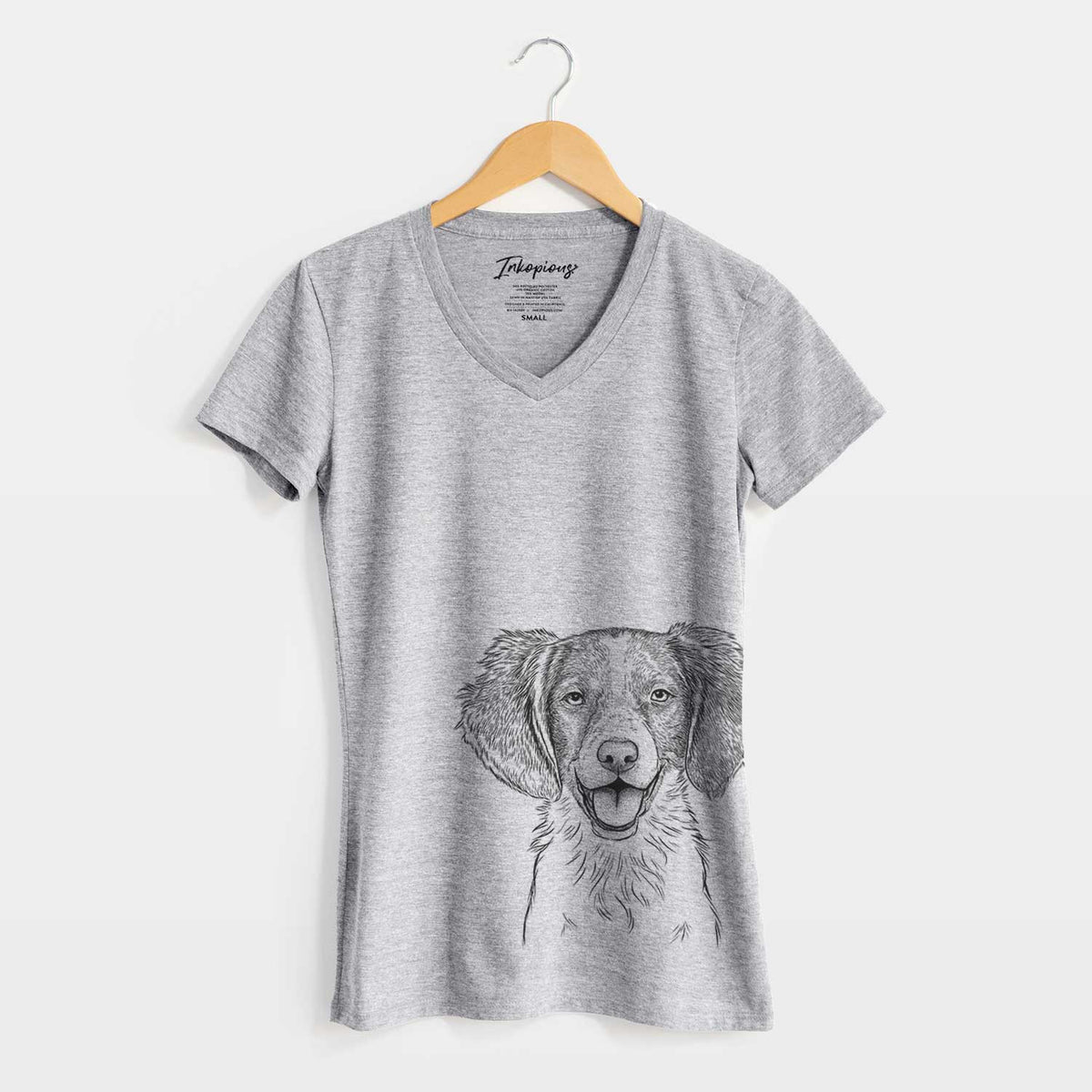 Bare Happy Holly the Brittany Spaniel - Women's V-neck Shirt
