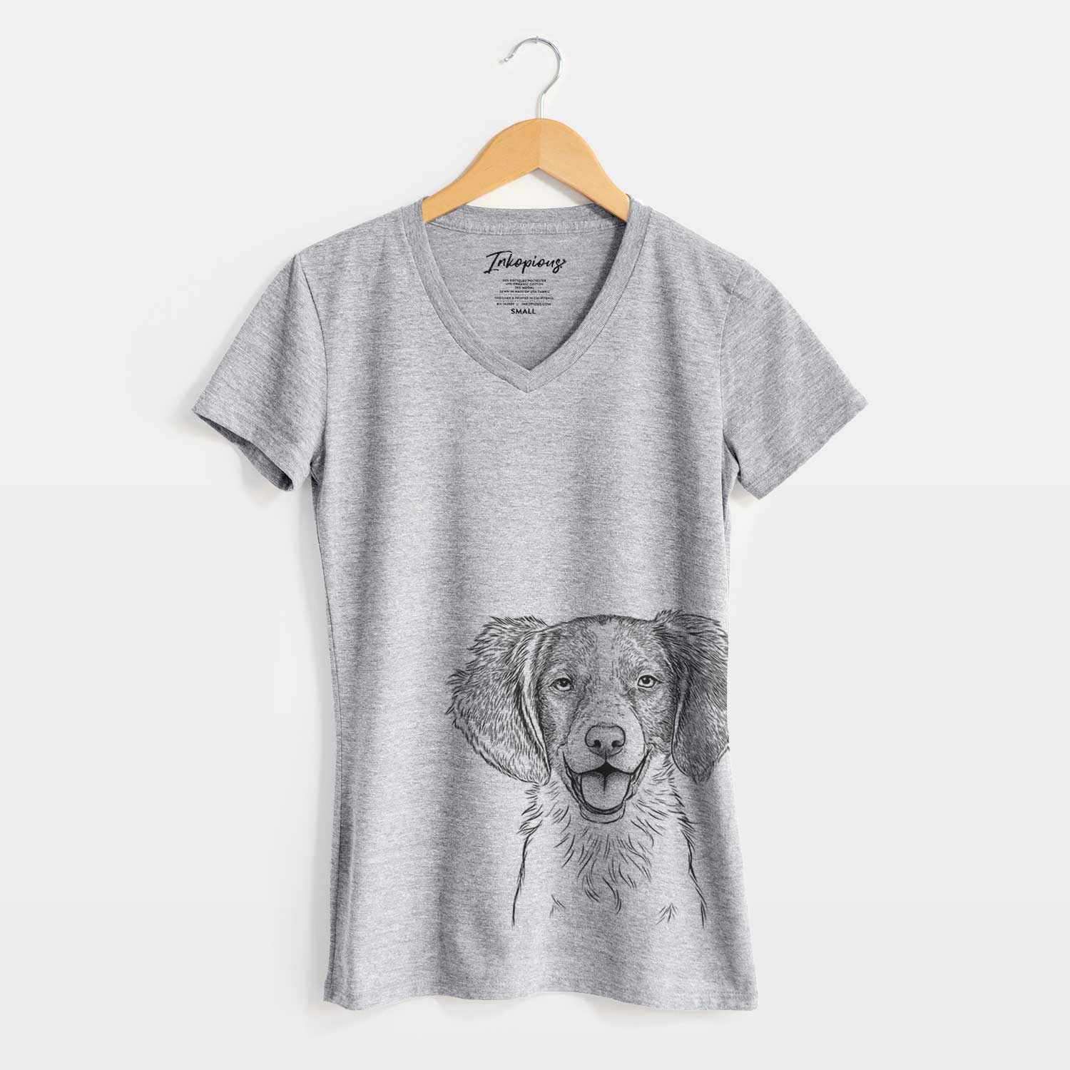 Bare Happy Holly the Brittany Spaniel - Women's V-neck Shirt