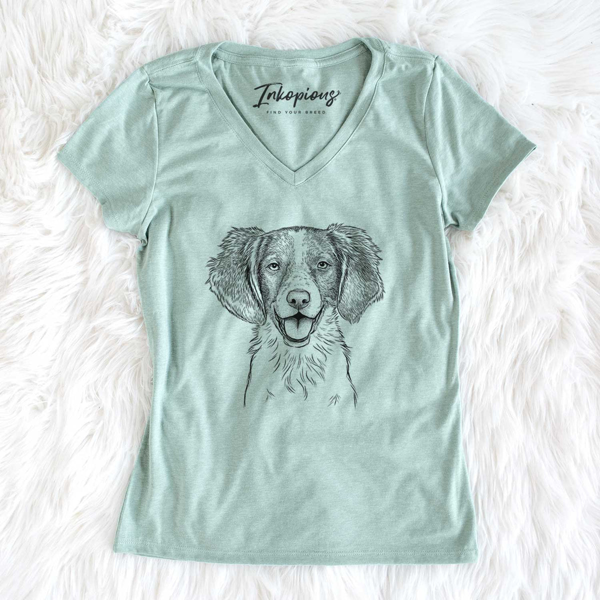 Bare Happy Holly the Brittany Spaniel - Women's V-neck Shirt