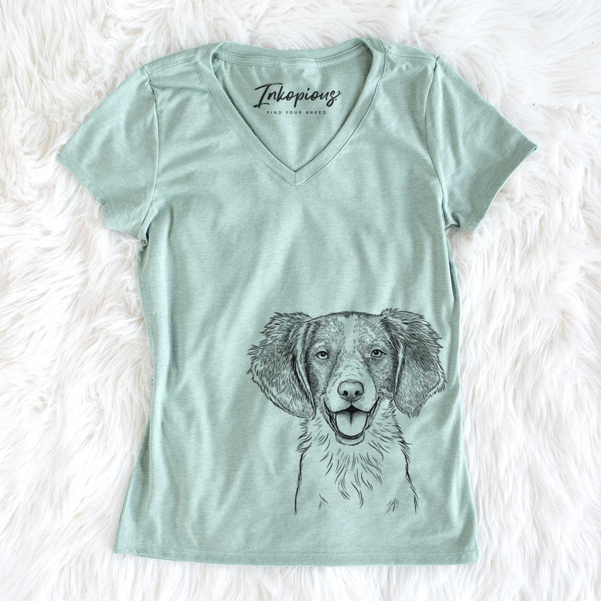 Bare Happy Holly the Brittany Spaniel - Women's V-neck Shirt