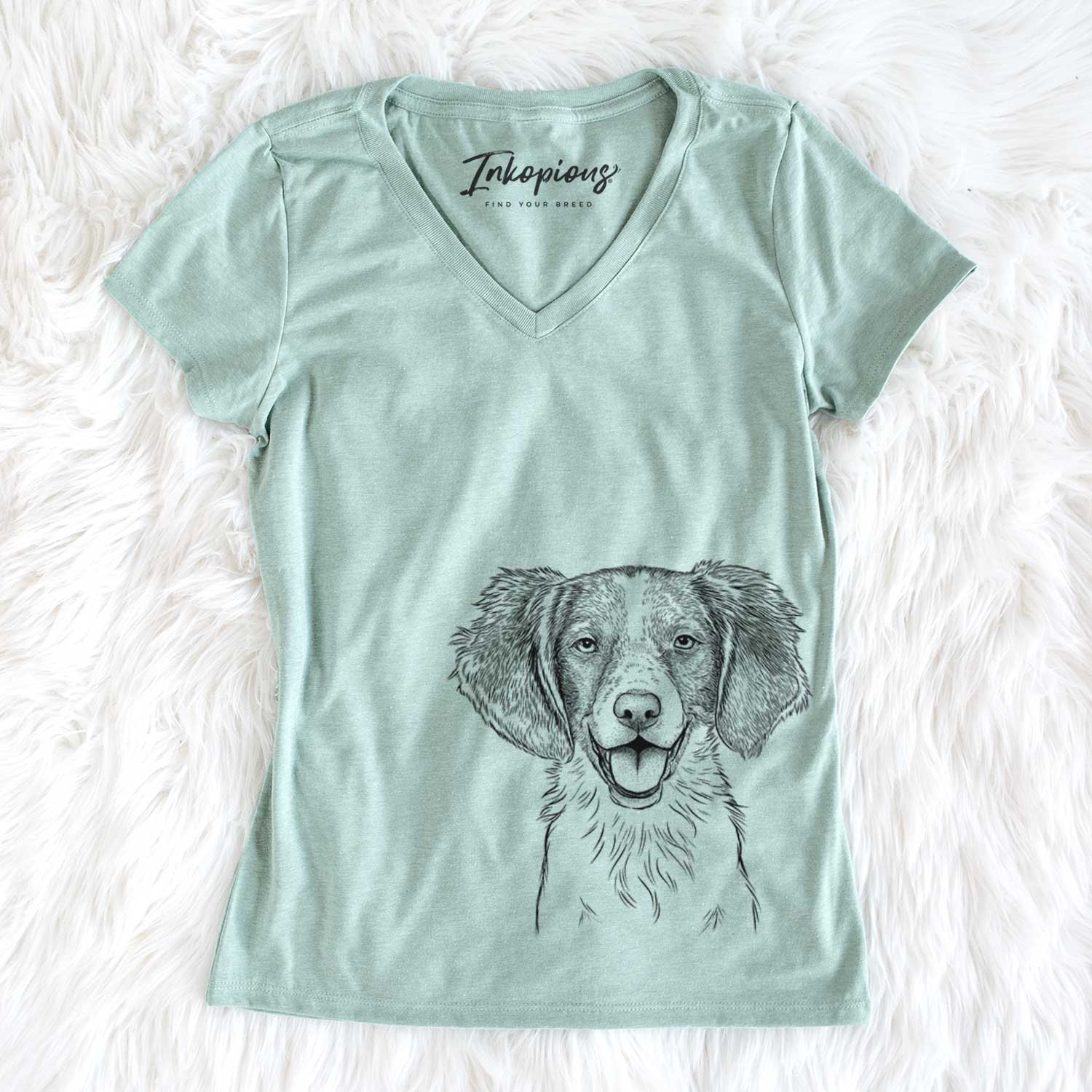 Bare Happy Holly the Brittany Spaniel - Women's V-neck Shirt
