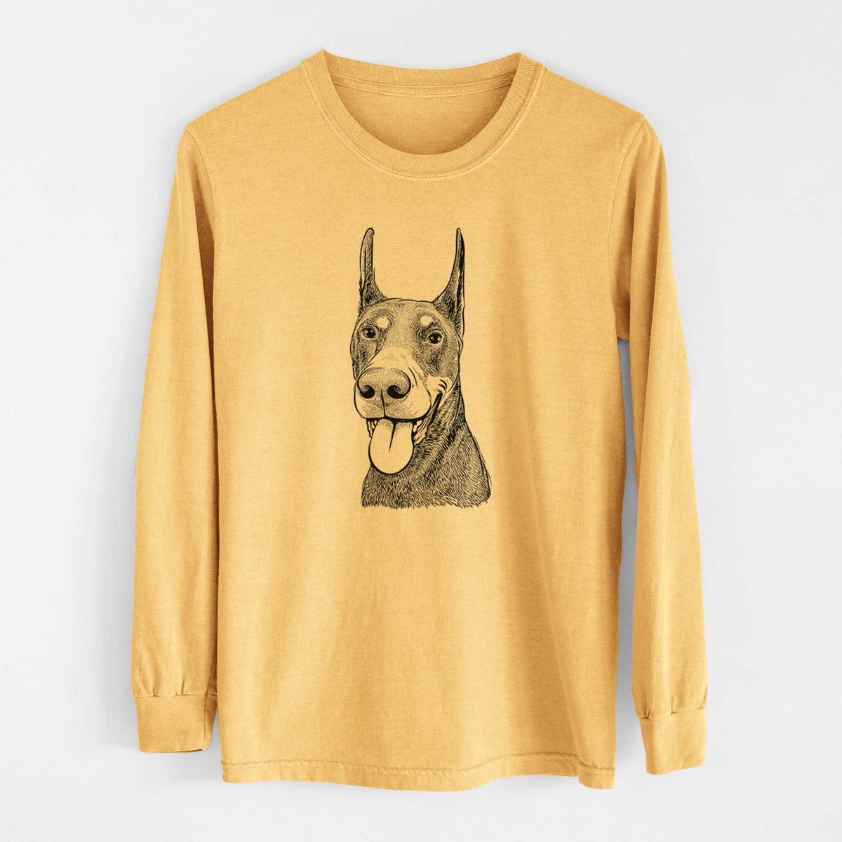 Bare Happy Sunny the Doberman Pinscher - Heavyweight 100% Cotton Long Sleeve