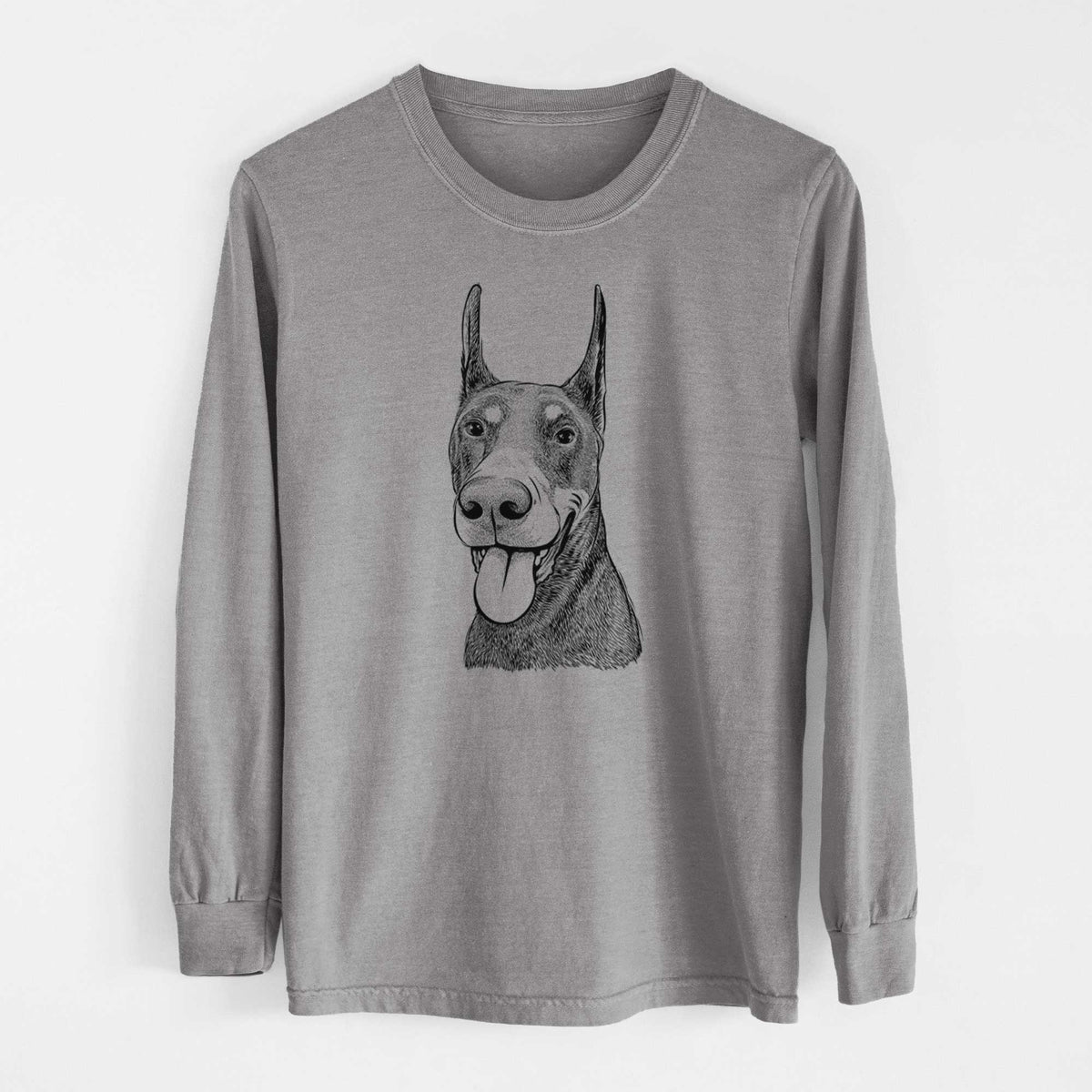Bare Happy Sunny the Doberman Pinscher - Heavyweight 100% Cotton Long Sleeve