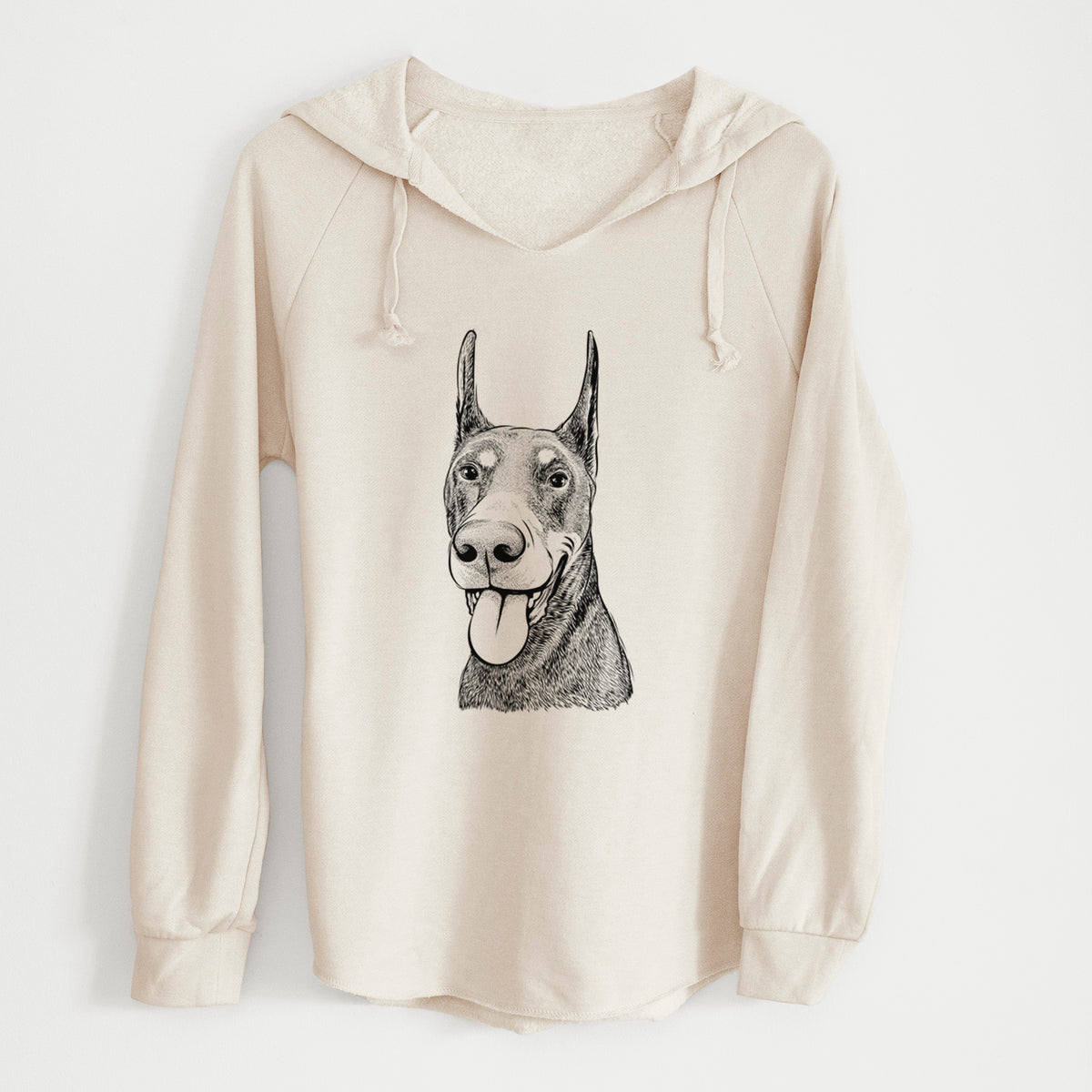 Bare Happy Sunny the Doberman Pinscher - Cali Wave Hooded Sweatshirt