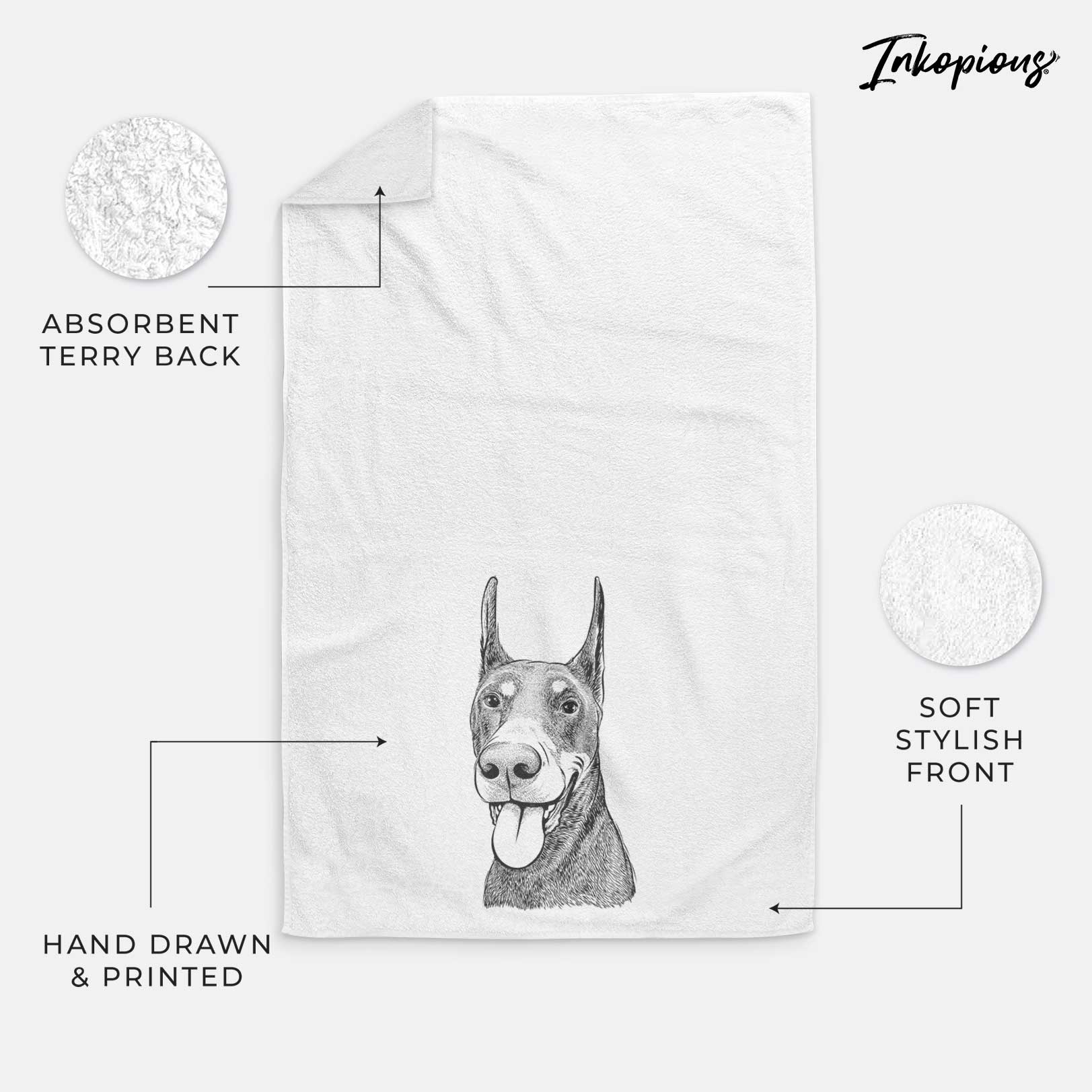 Happy Sunny the Doberman Pinscher Decorative Hand Towel