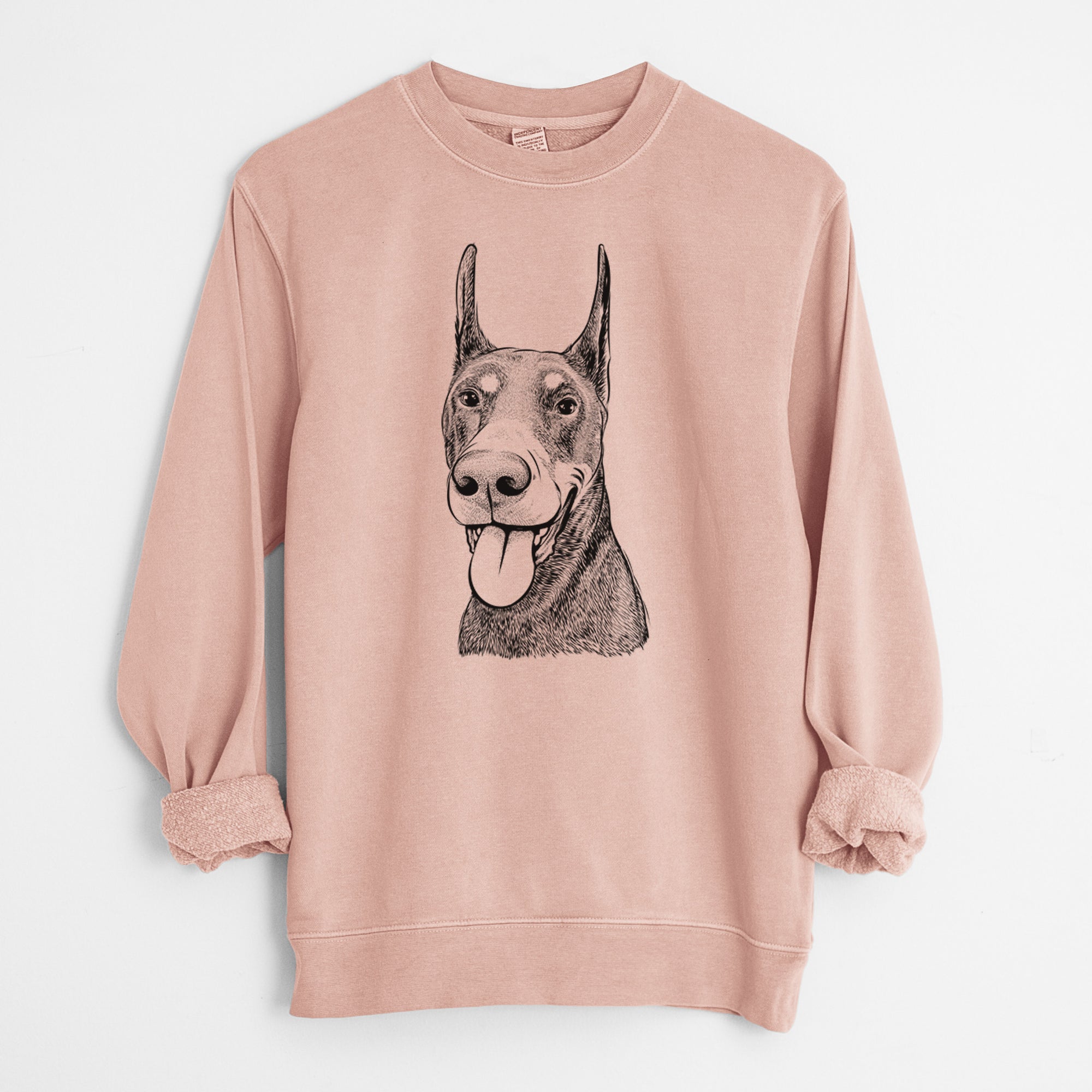 Bare Happy Sunny the Doberman Pinscher - Unisex Pigment Dyed Crew Sweatshirt