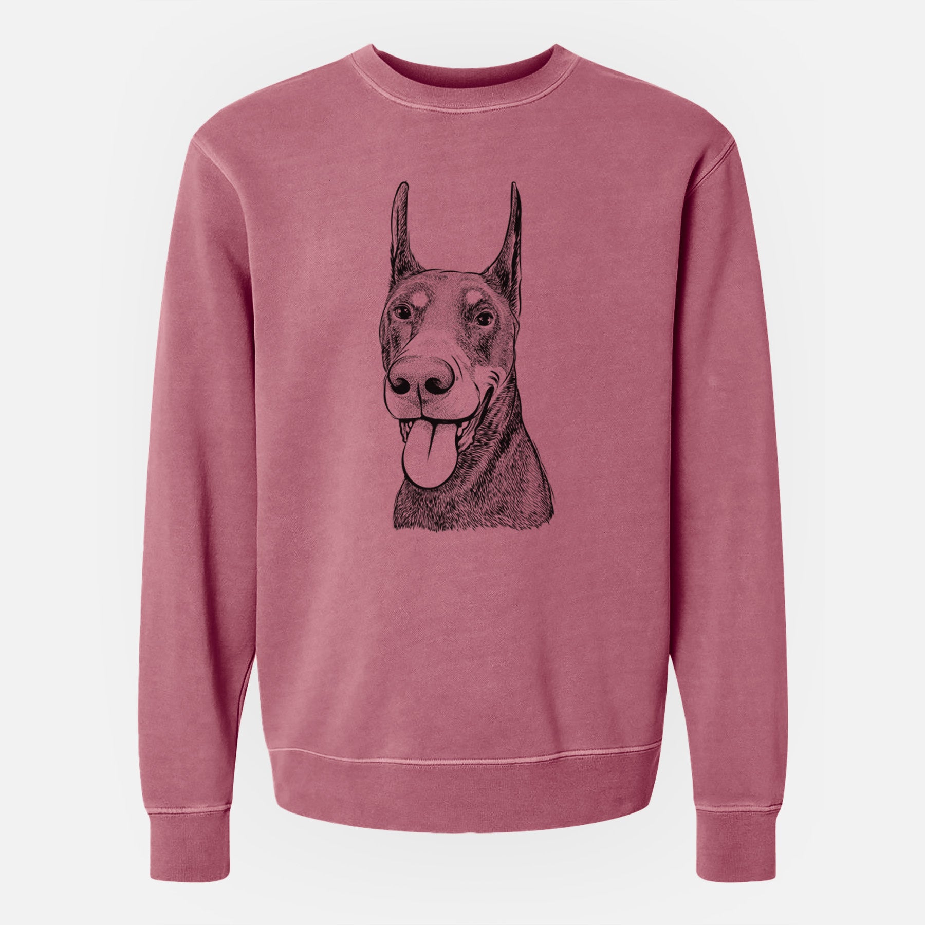 Bare Happy Sunny the Doberman Pinscher - Unisex Pigment Dyed Crew Sweatshirt