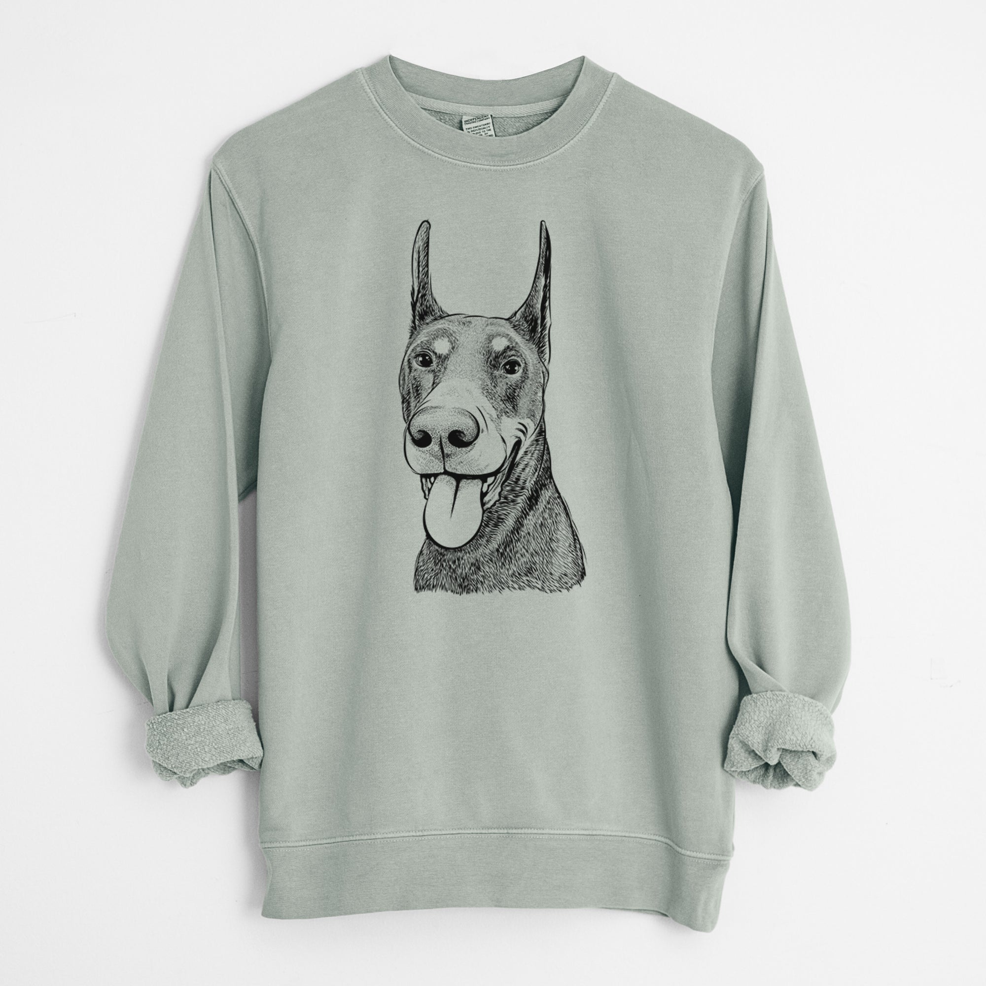 Bare Happy Sunny the Doberman Pinscher - Unisex Pigment Dyed Crew Sweatshirt