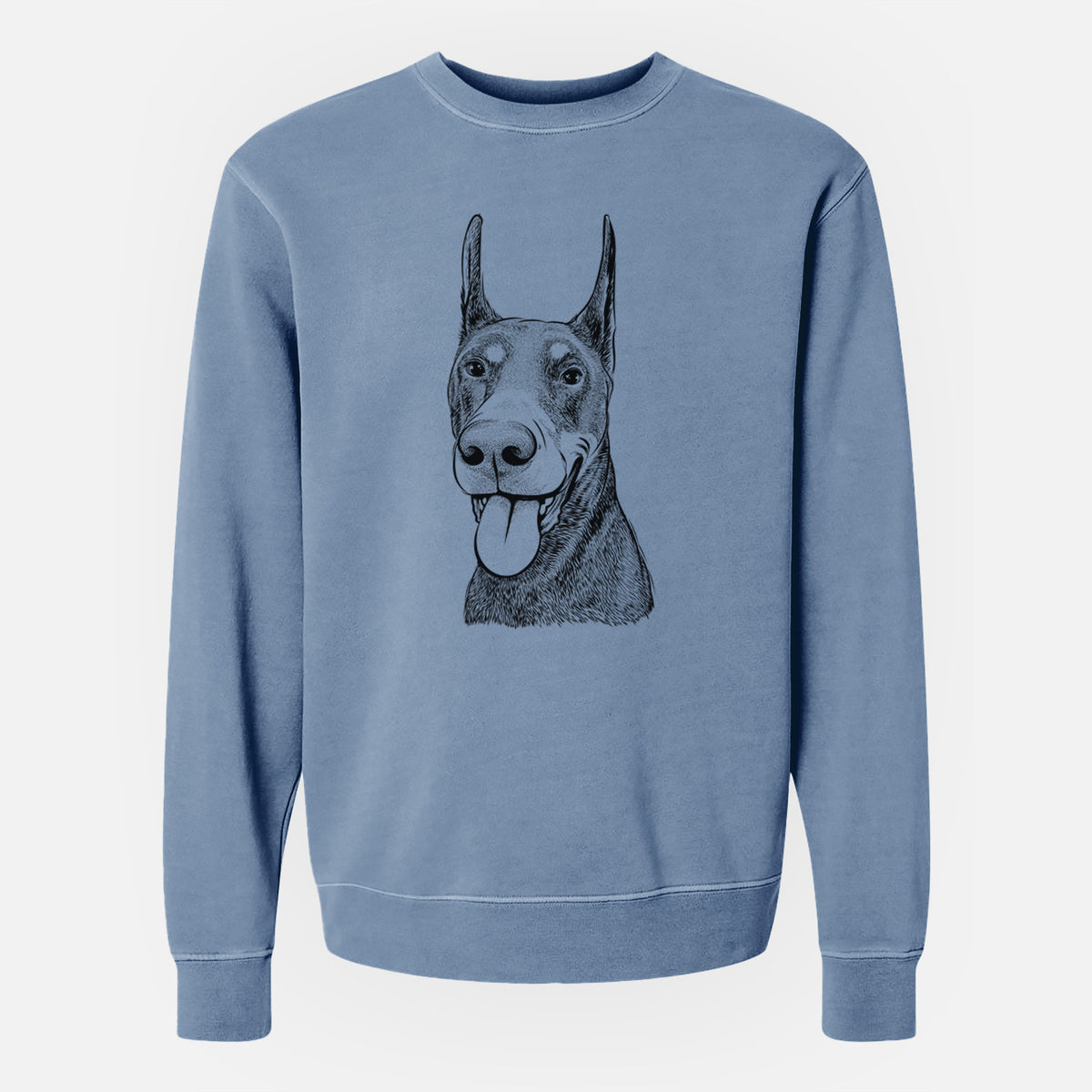 Bare Happy Sunny the Doberman Pinscher - Unisex Pigment Dyed Crew Sweatshirt