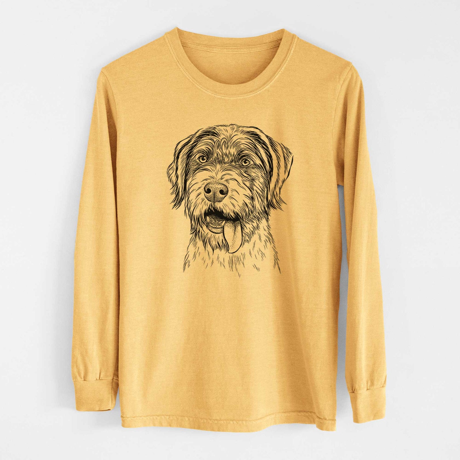 Bare Hazel the German Wirehaired Pointer Mix - Heavyweight 100% Cotton Long Sleeve