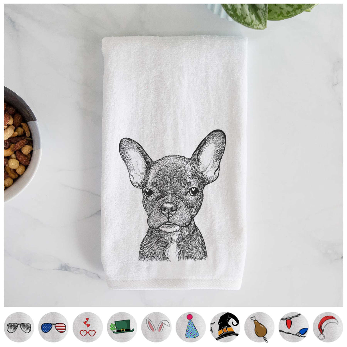 Henry the French Bulldog Decorative Hand Towel