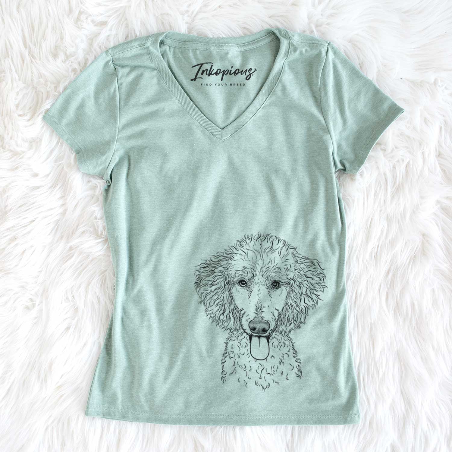 Bare Henry the White Standard Poodle - Women's V-neck Shirt