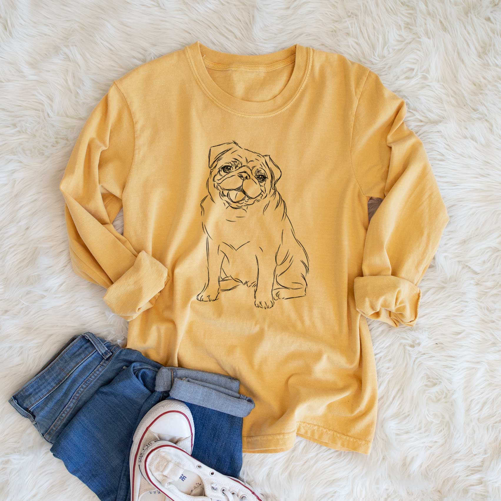 Bare Higgins the Pug - Heavyweight 100% Cotton Long Sleeve