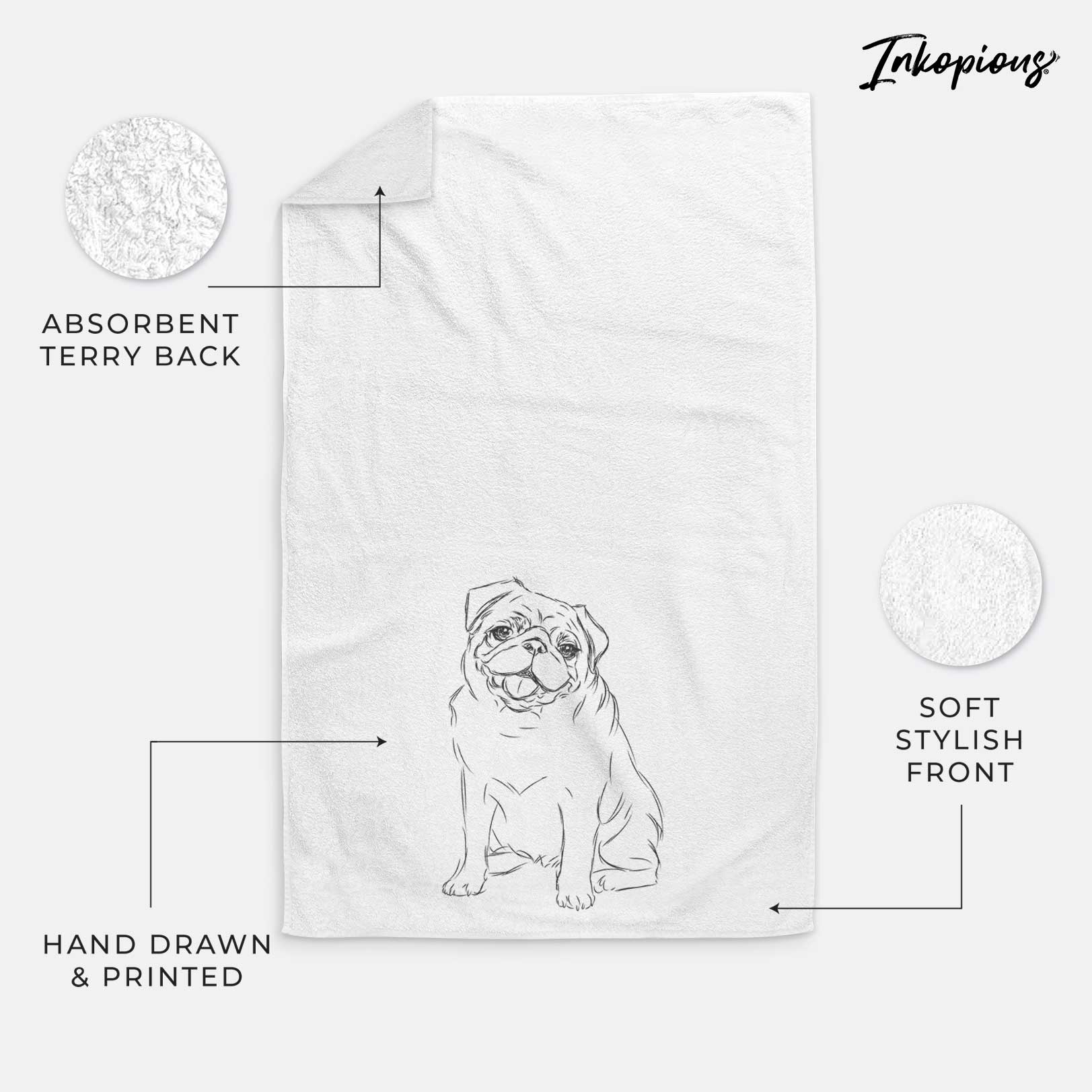 Higgins the Pug Decorative Hand Towel