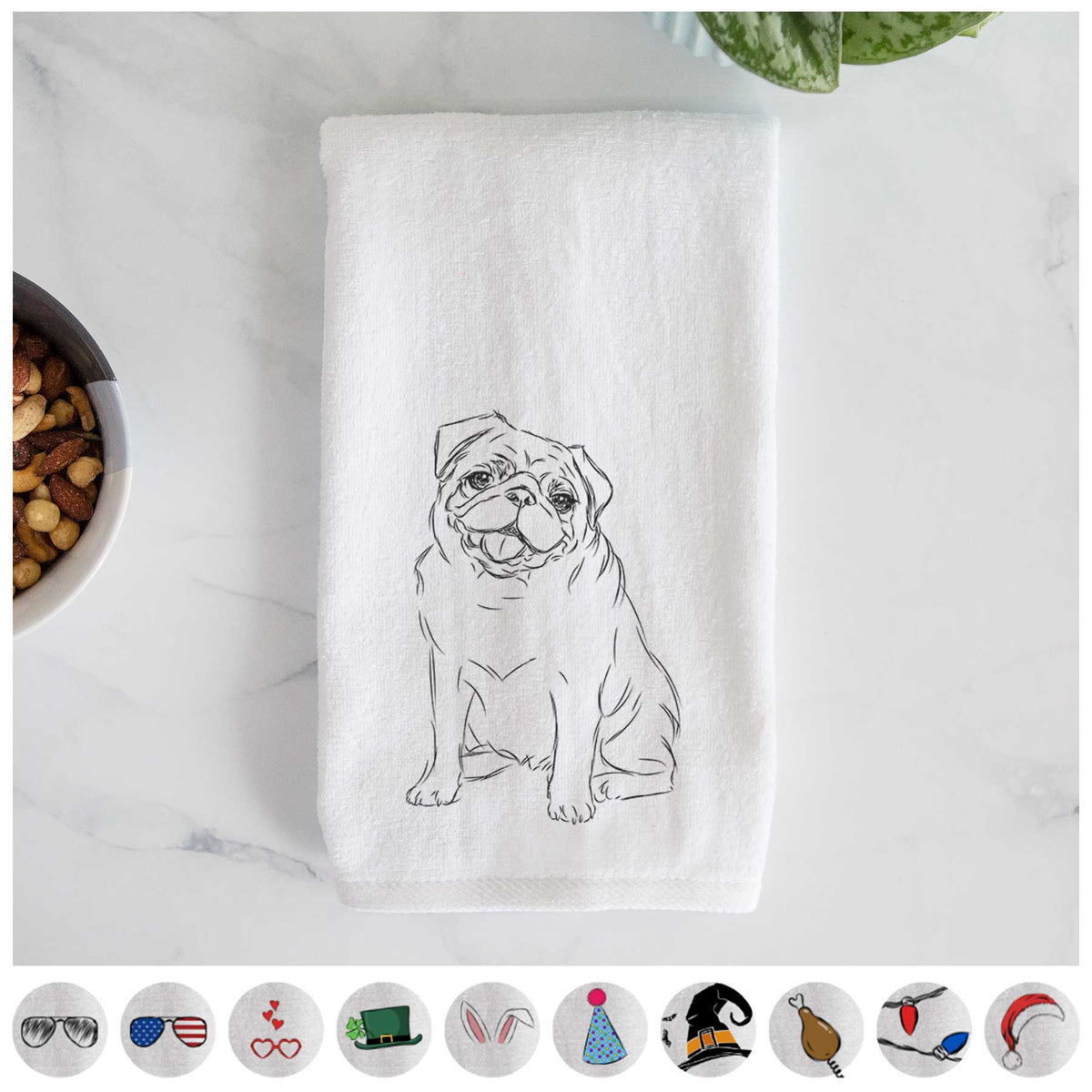 Higgins the Pug Decorative Hand Towel