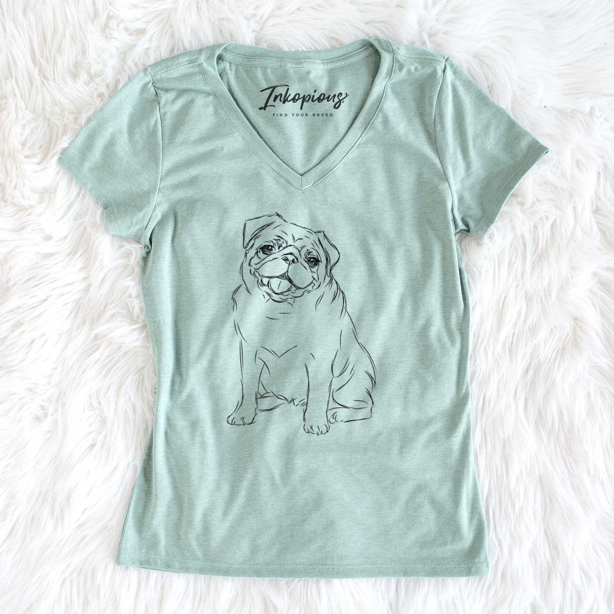 Bare Higgins the Pug - Women&#39;s V-neck Shirt