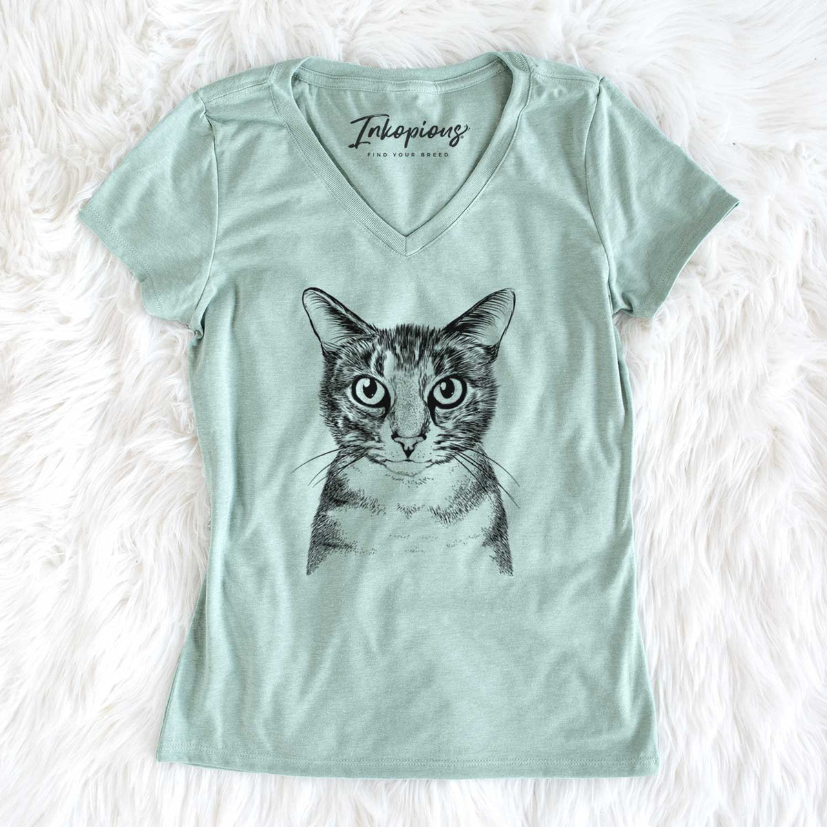 Bare Hobbes the Tabby Cat - Women&#39;s V-neck Shirt