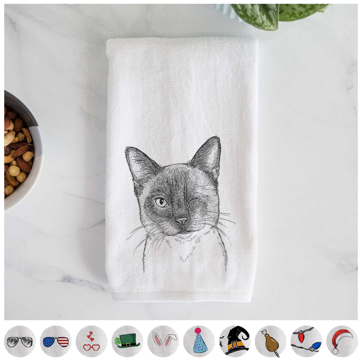 Hoggle the Siamese Cat Decorative Hand Towel