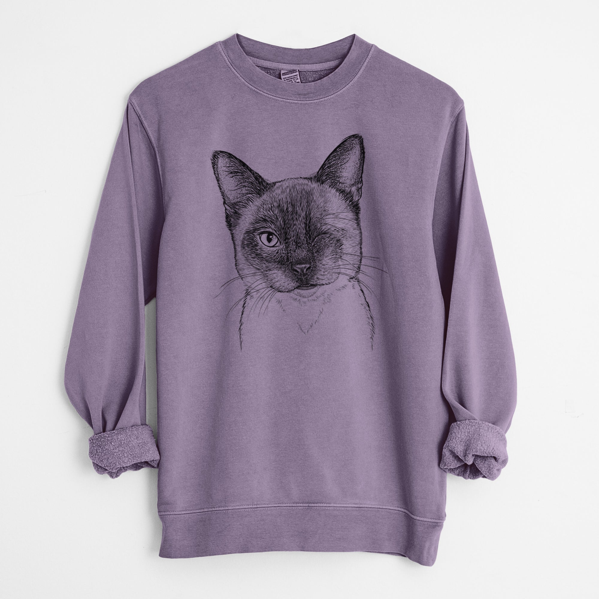 Bare Hoggle the Siamese Cat - Unisex Pigment Dyed Crew Sweatshirt