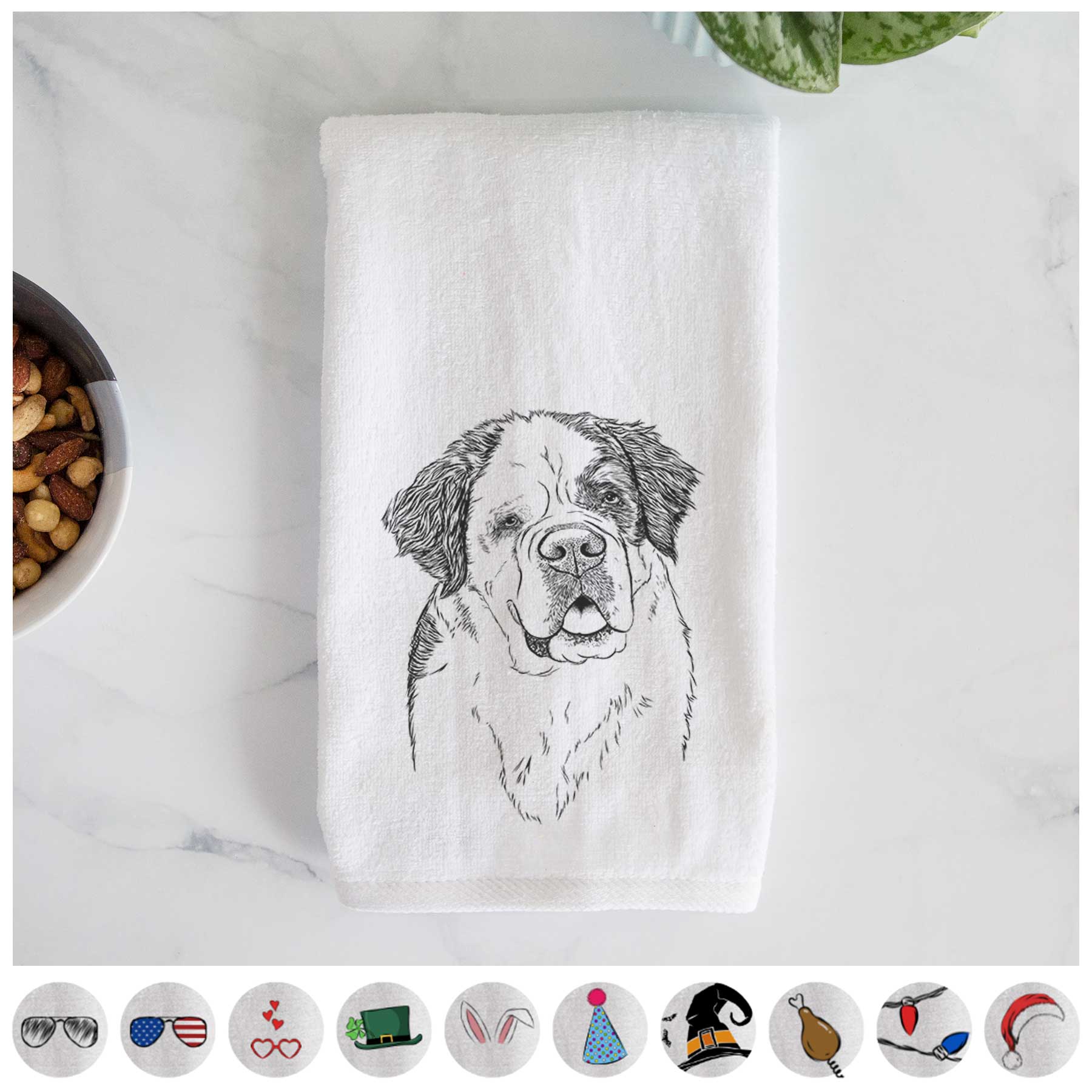 Hook the Saint Bernard Decorative Hand Towel