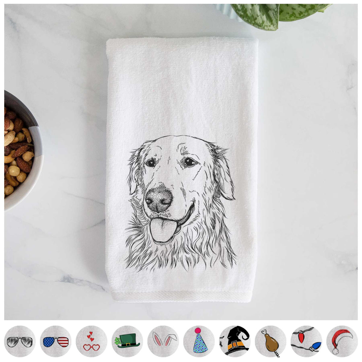 Hopper the Golden Retriever Decorative Hand Towel