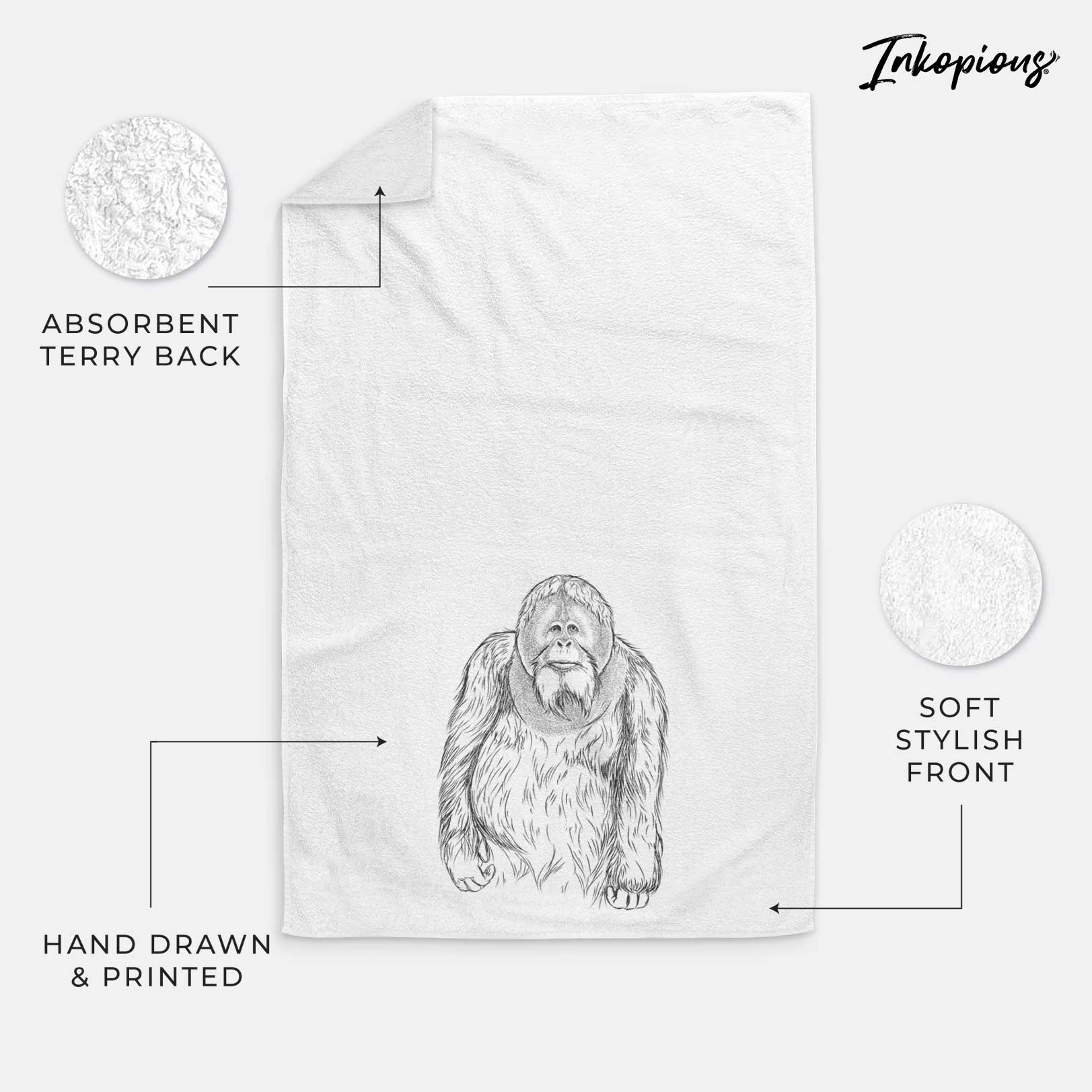 Horace the Male Orangutan Decorative Hand Towel