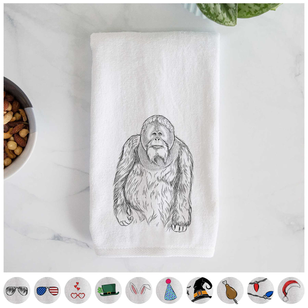 Horace the Male Orangutan Decorative Hand Towel