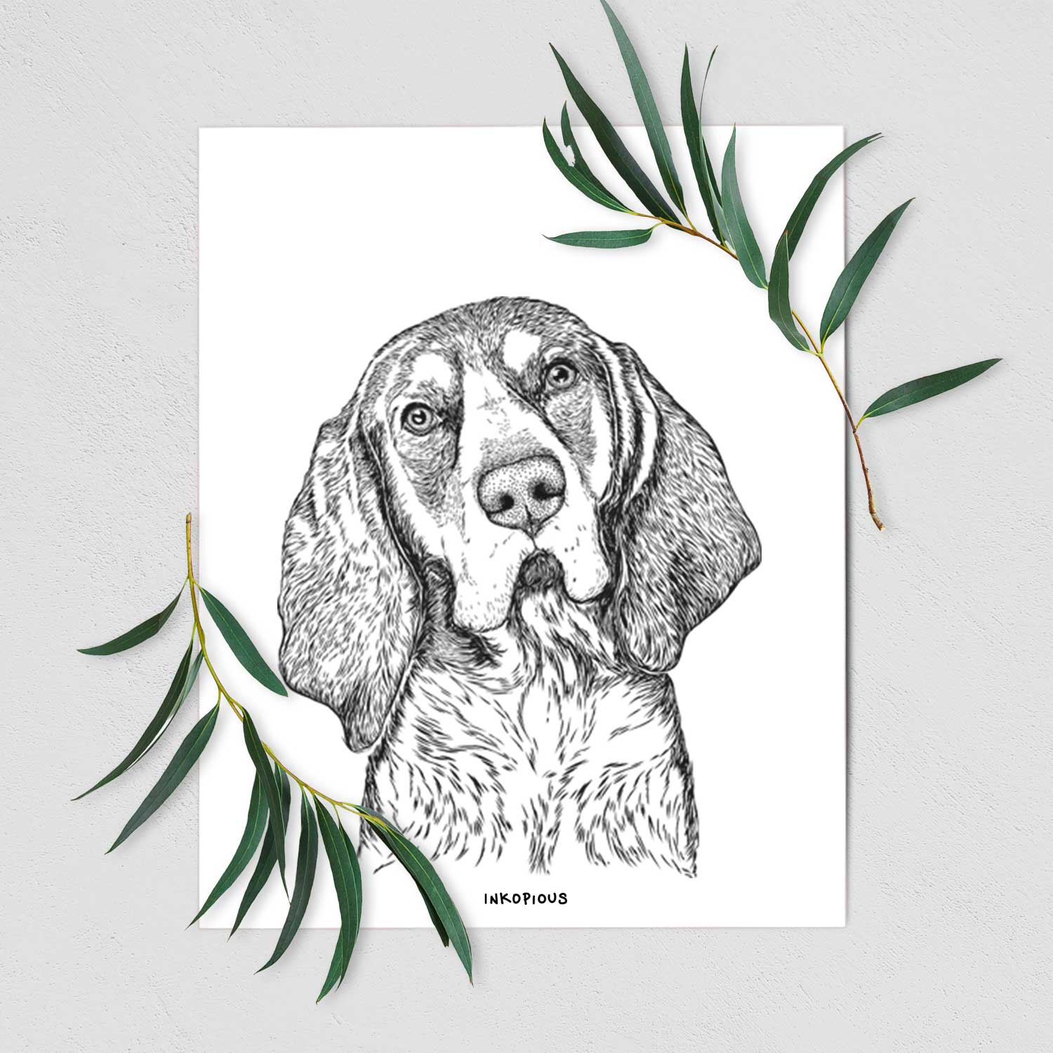 Huck the Bluetick Coonhound Art Print