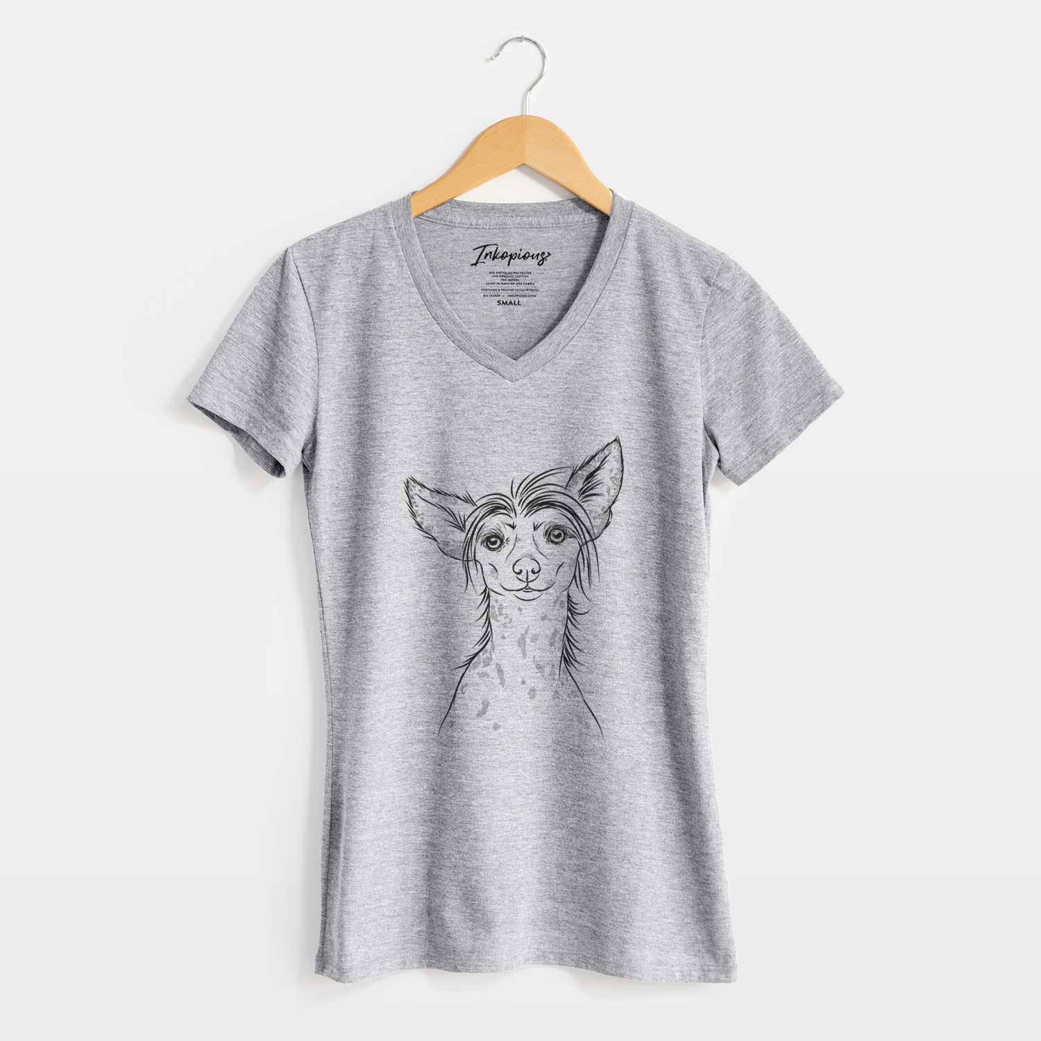 Bare Hudson the Chinese Crested - Women's V-neck Shirt