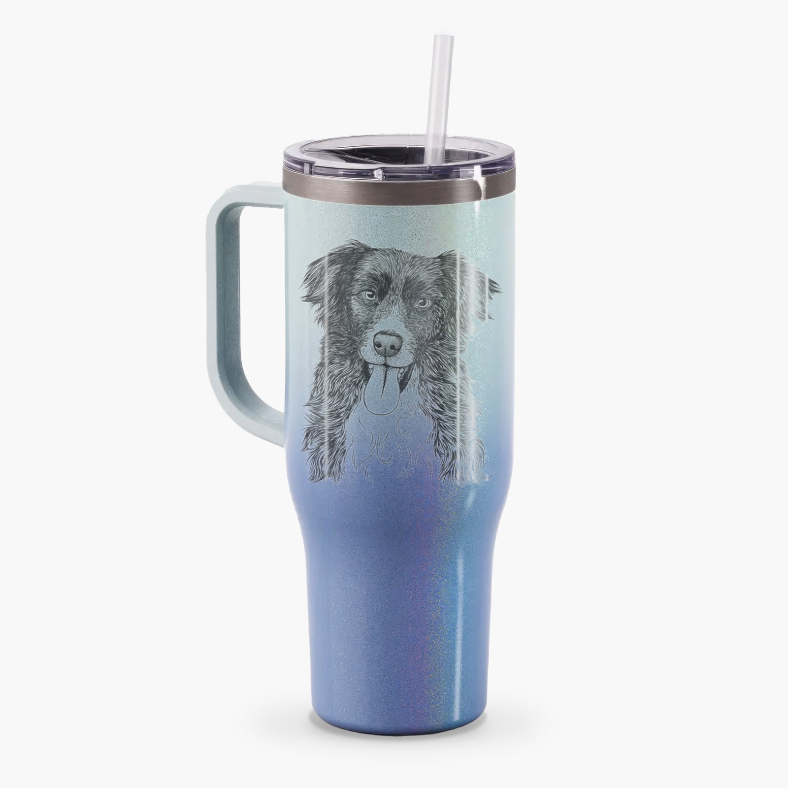 Indi the Border Collie - 40oz Tumbler with Handle