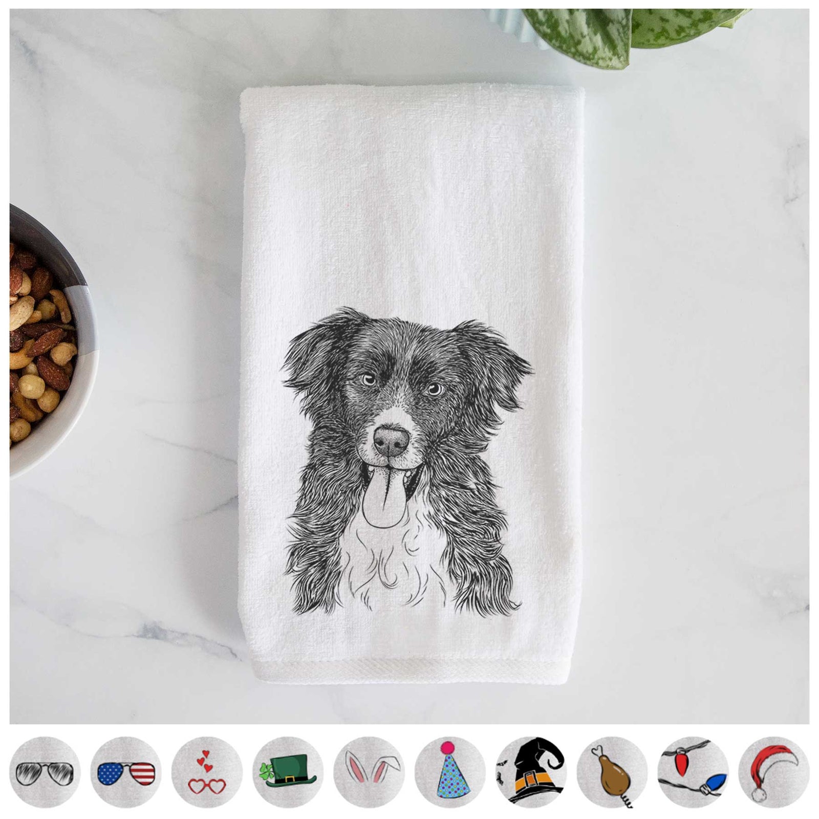 Indi the Border Collie Decorative Hand Towel