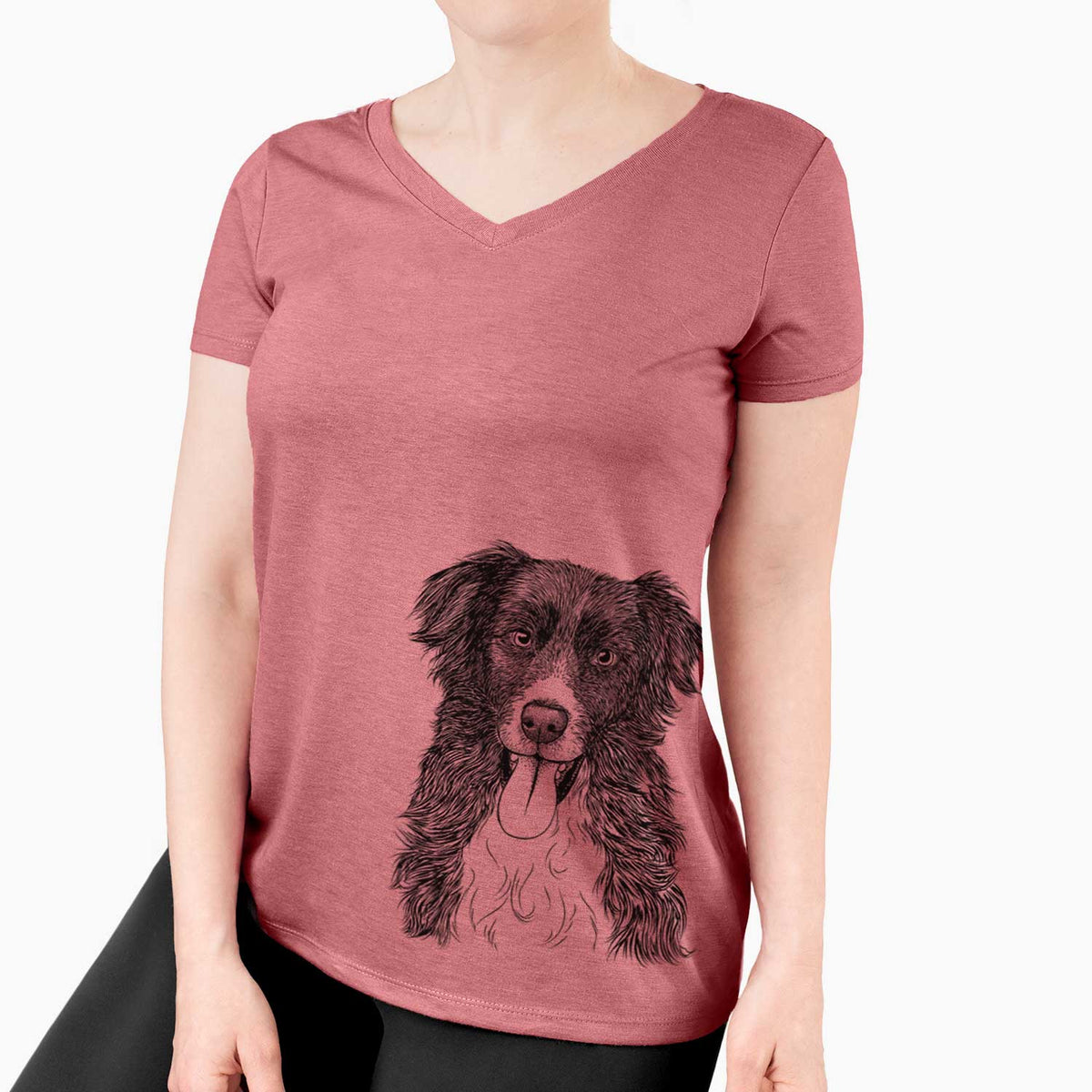 Bare Indi the Border Collie - Women's V-neck Shirt