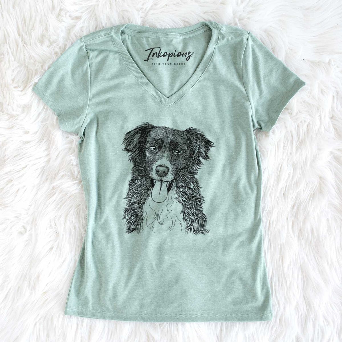 Bare Indi the Border Collie - Women&#39;s V-neck Shirt