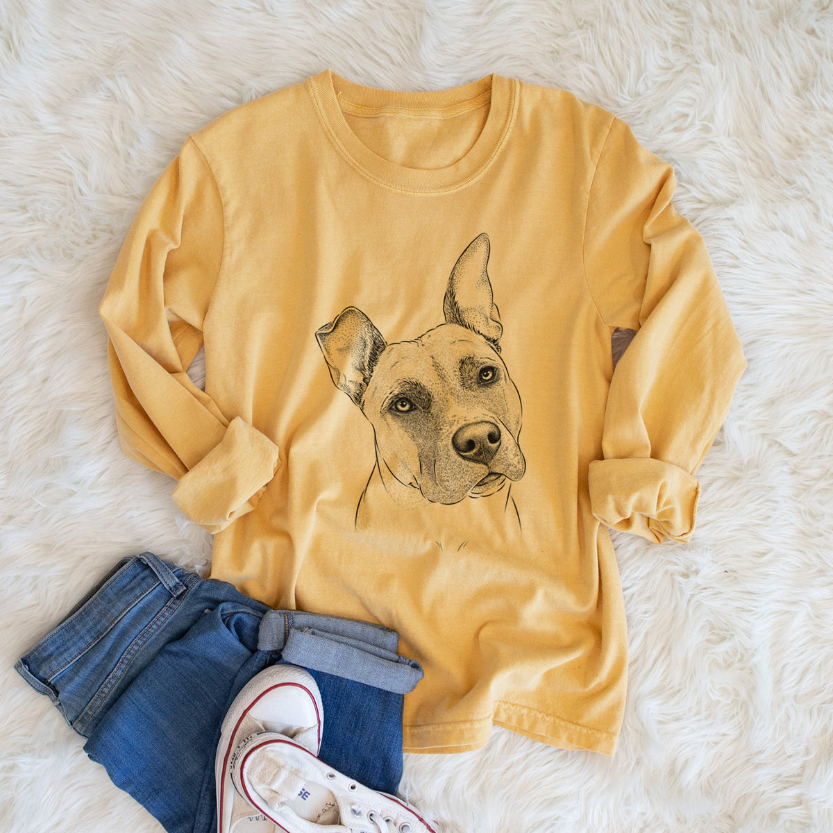 Bare Ivy the Pitbull Mix - Heavyweight 100% Cotton Long Sleeve