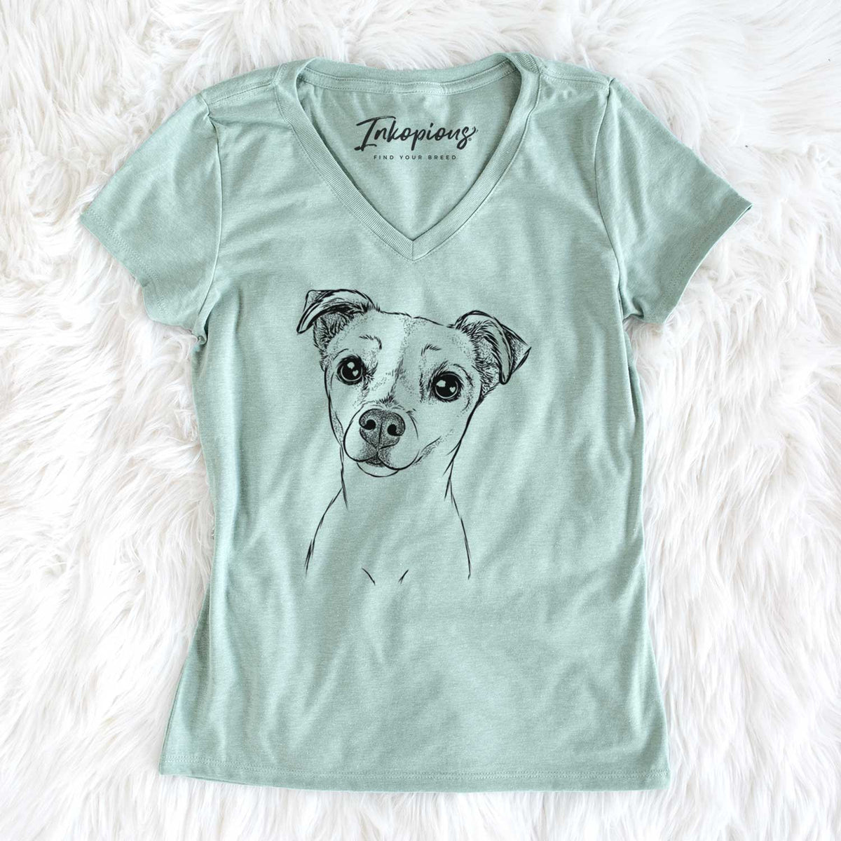 Bare Izzy the Chiweenie - Women&#39;s V-neck Shirt