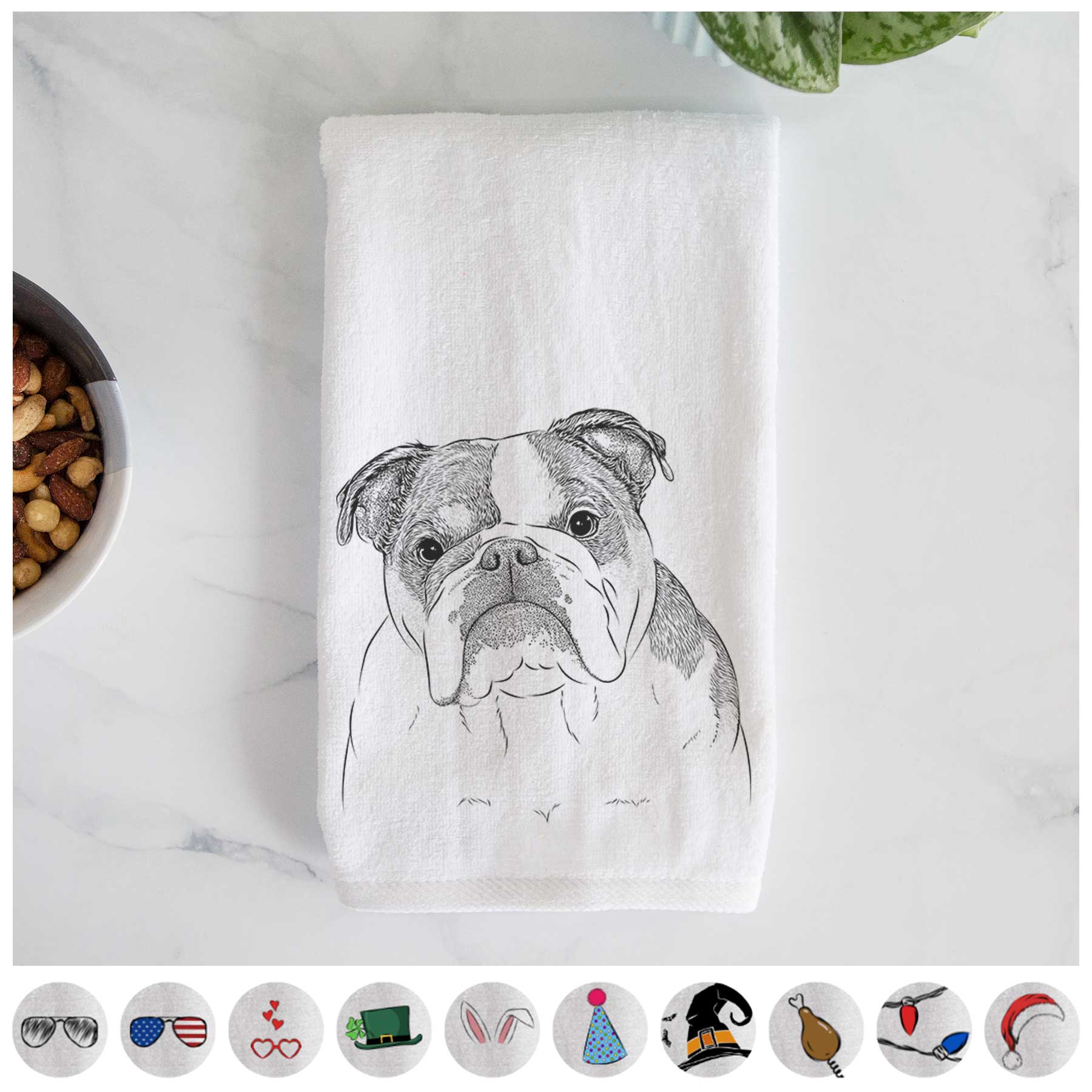 Jack the English Bulldog Decorative Hand Towel