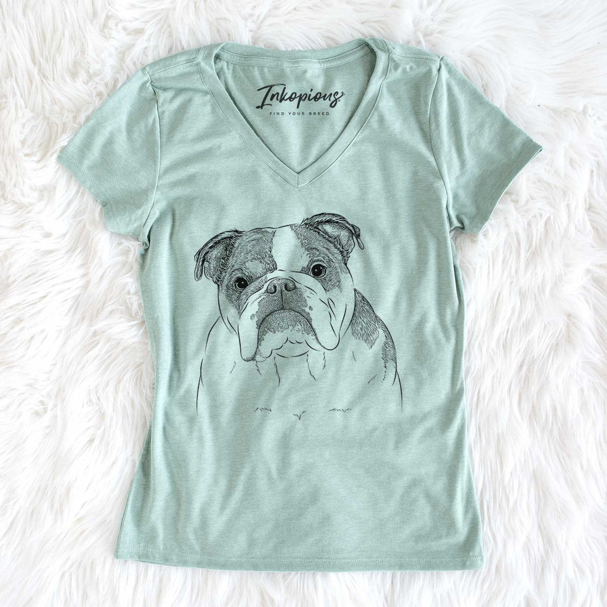 Bare Jack the English Bulldog - Women&#39;s V-neck Shirt