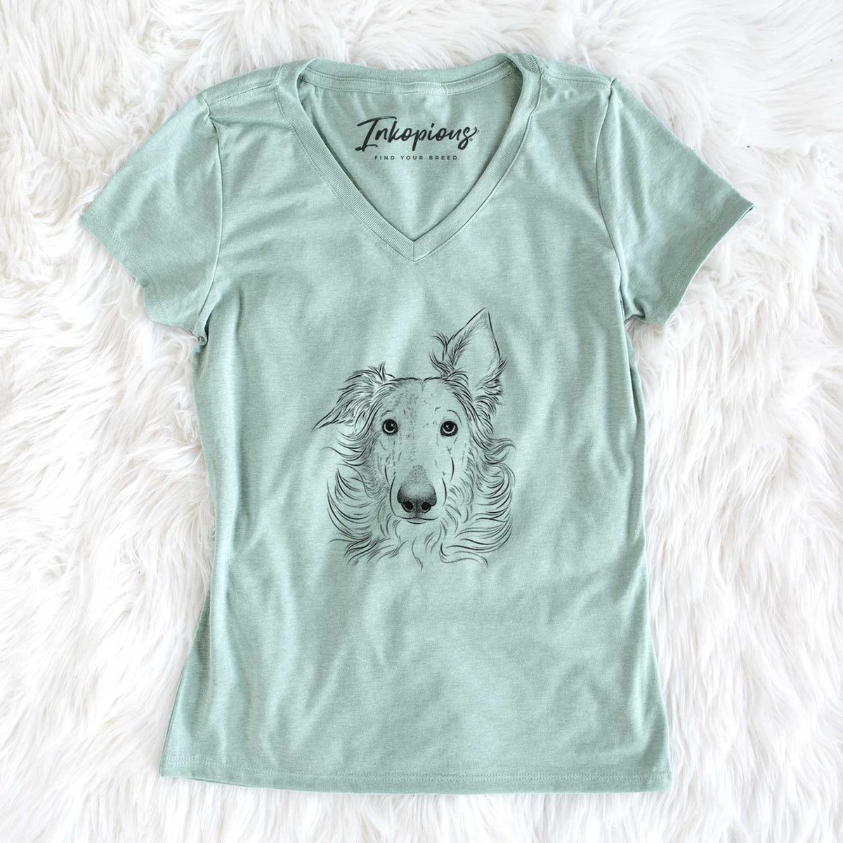 Bare Jasha the Borzoi - Women&#39;s V-neck Shirt