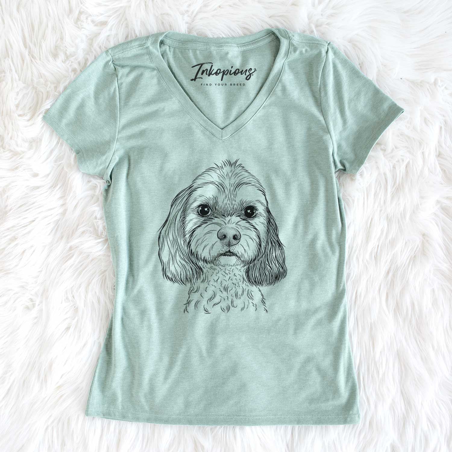 Bare Jasper Diggins the Cavapoo - Women's V-neck Shirt