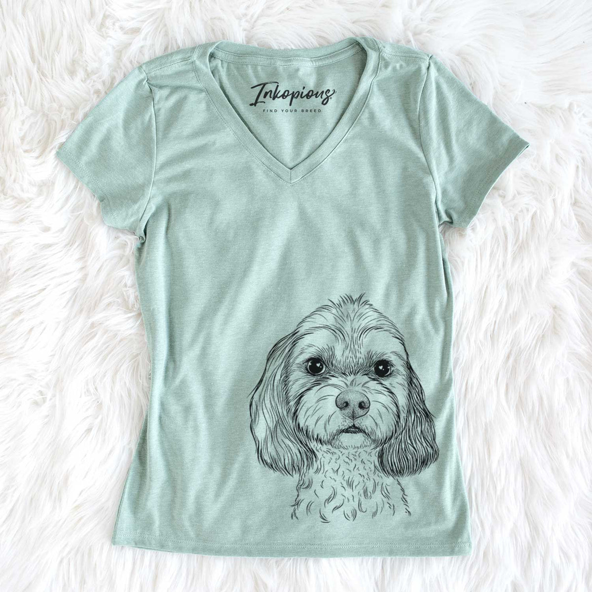 Bare Jasper Diggins the Cavapoo - Women's V-neck Shirt